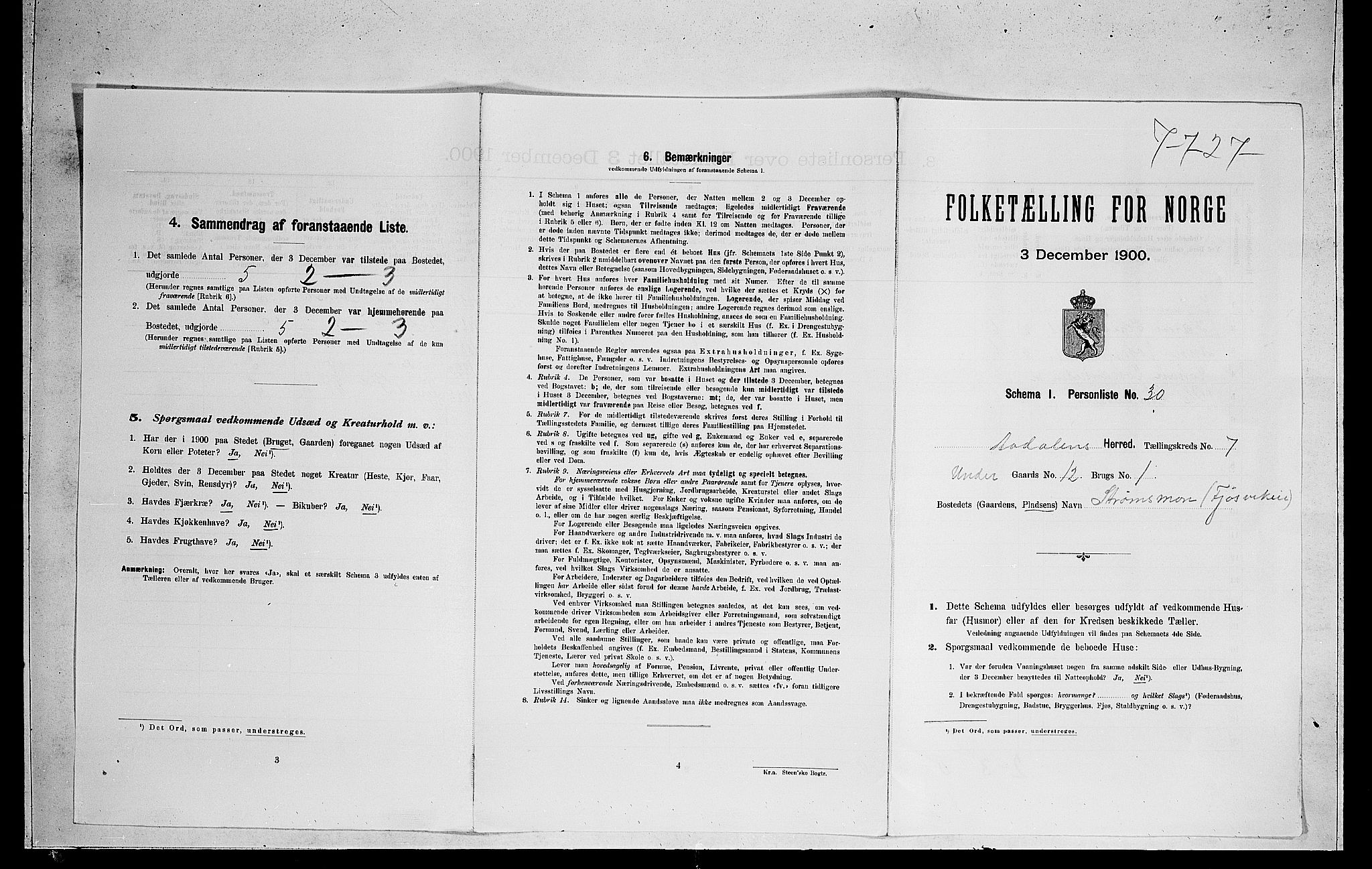 RA, Folketelling 1900 for 0614 Ådal herred, 1900, s. 524