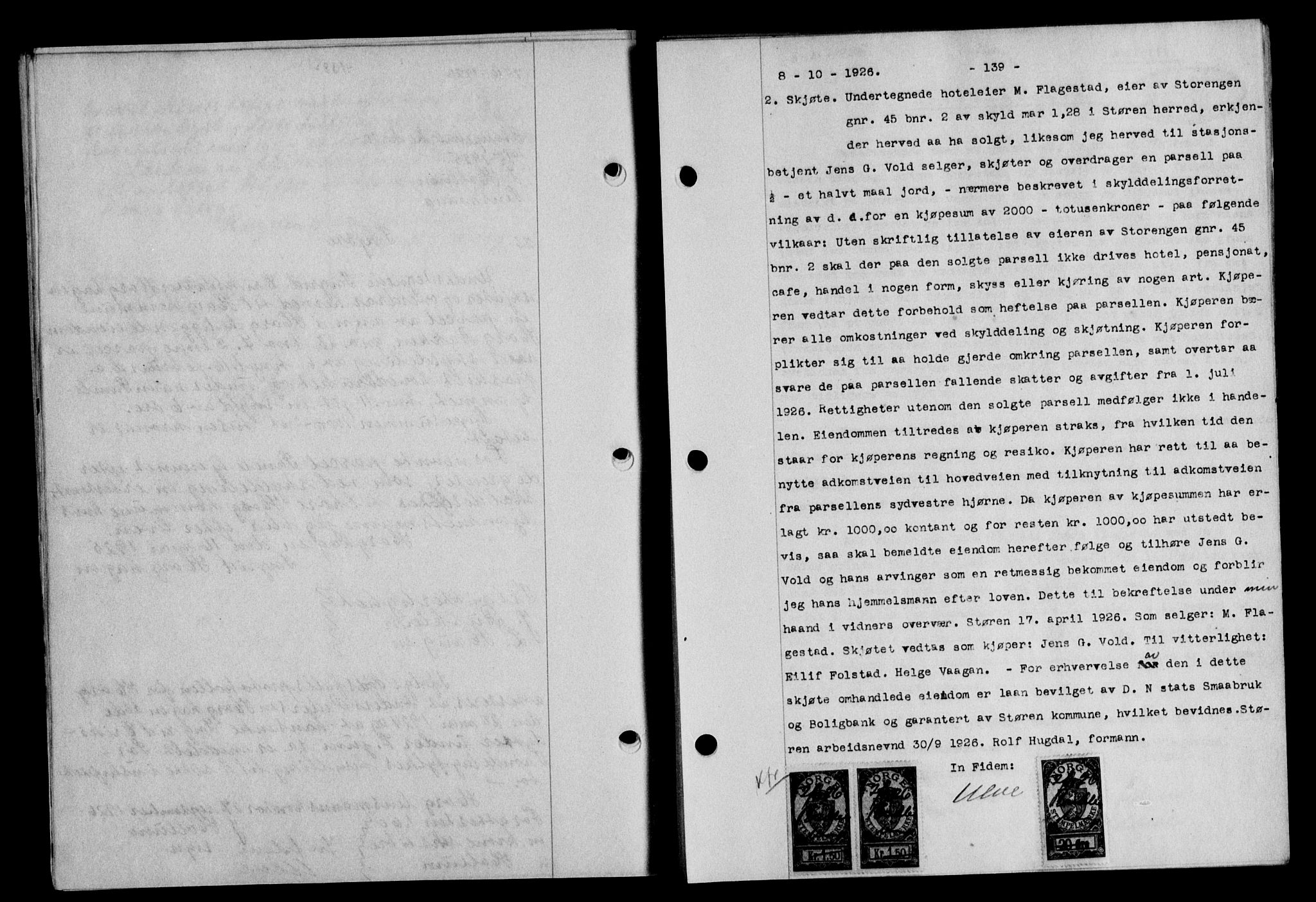 Gauldal sorenskriveri, SAT/A-0014/1/2/2C/L0035: Pantebok nr. 36, 1926-1927, s. 139, Tingl.dato: 08.10.1926