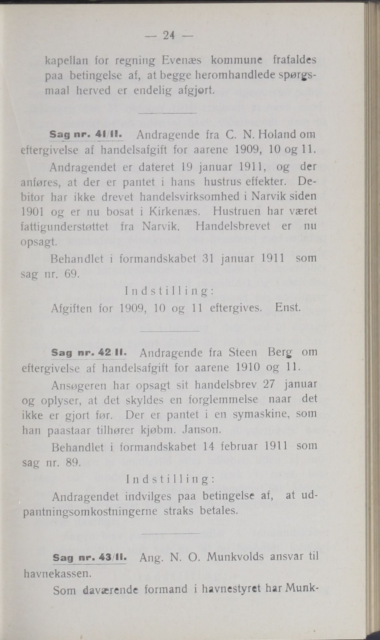 Narvik kommune. Formannskap , AIN/K-18050.150/A/Ab/L0001: Møtebok, 1911