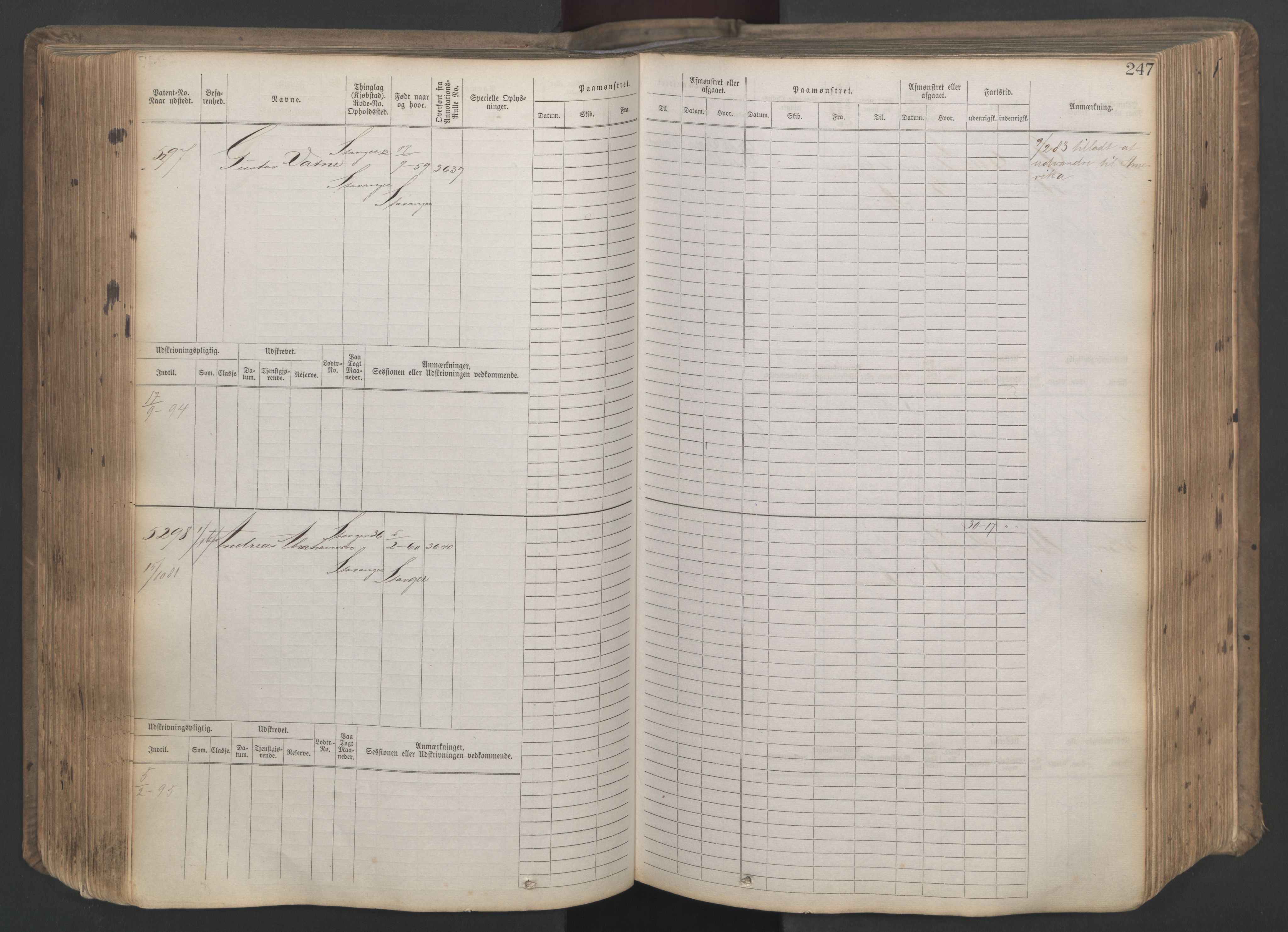 Stavanger sjømannskontor, AV/SAST-A-102006/F/Fb/Fbb/L0020: Sjøfartshovedrulle patnentnr. 4803-6004 (dublett), 1879, s. 252