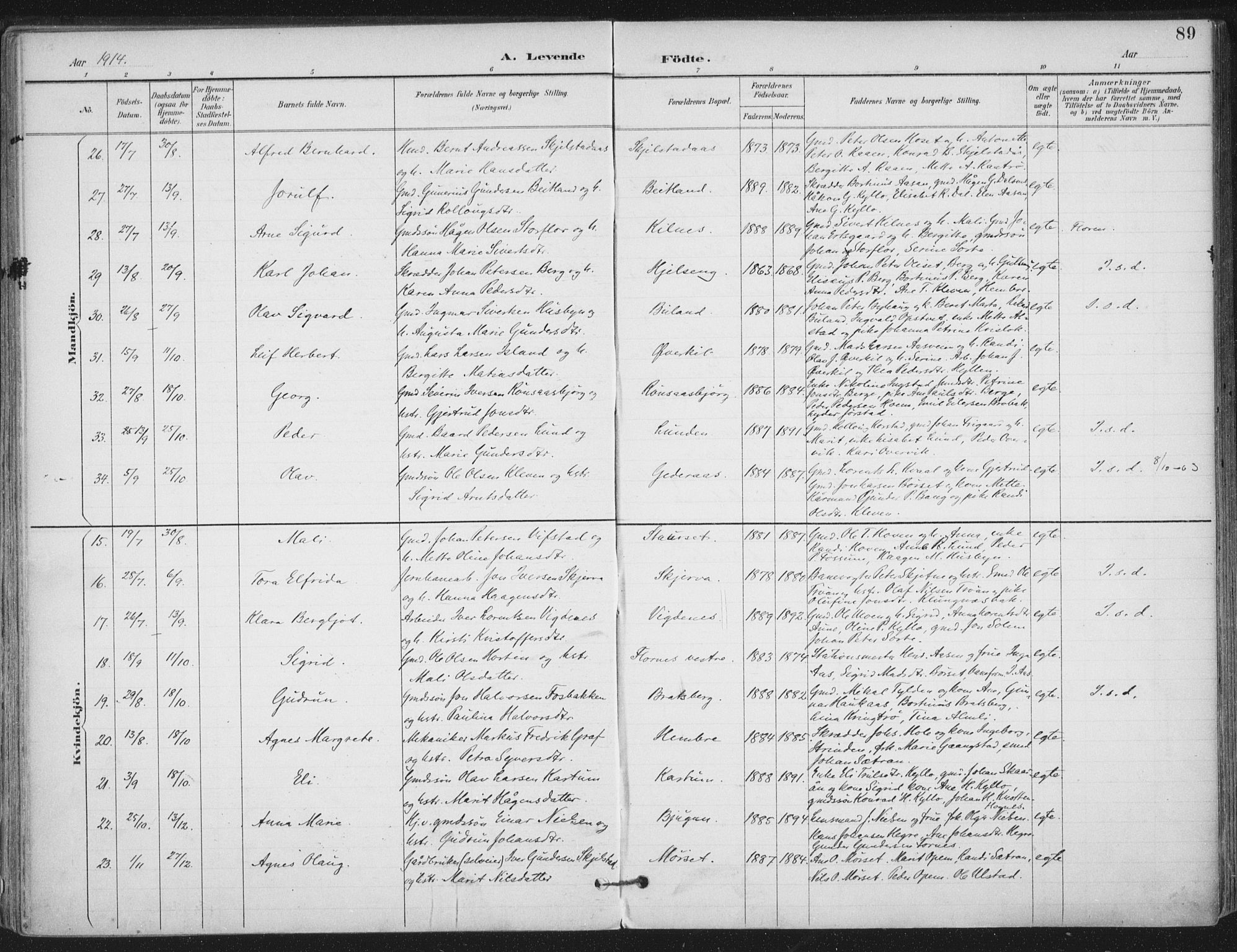 Ministerialprotokoller, klokkerbøker og fødselsregistre - Nord-Trøndelag, AV/SAT-A-1458/703/L0031: Ministerialbok nr. 703A04, 1893-1914, s. 89