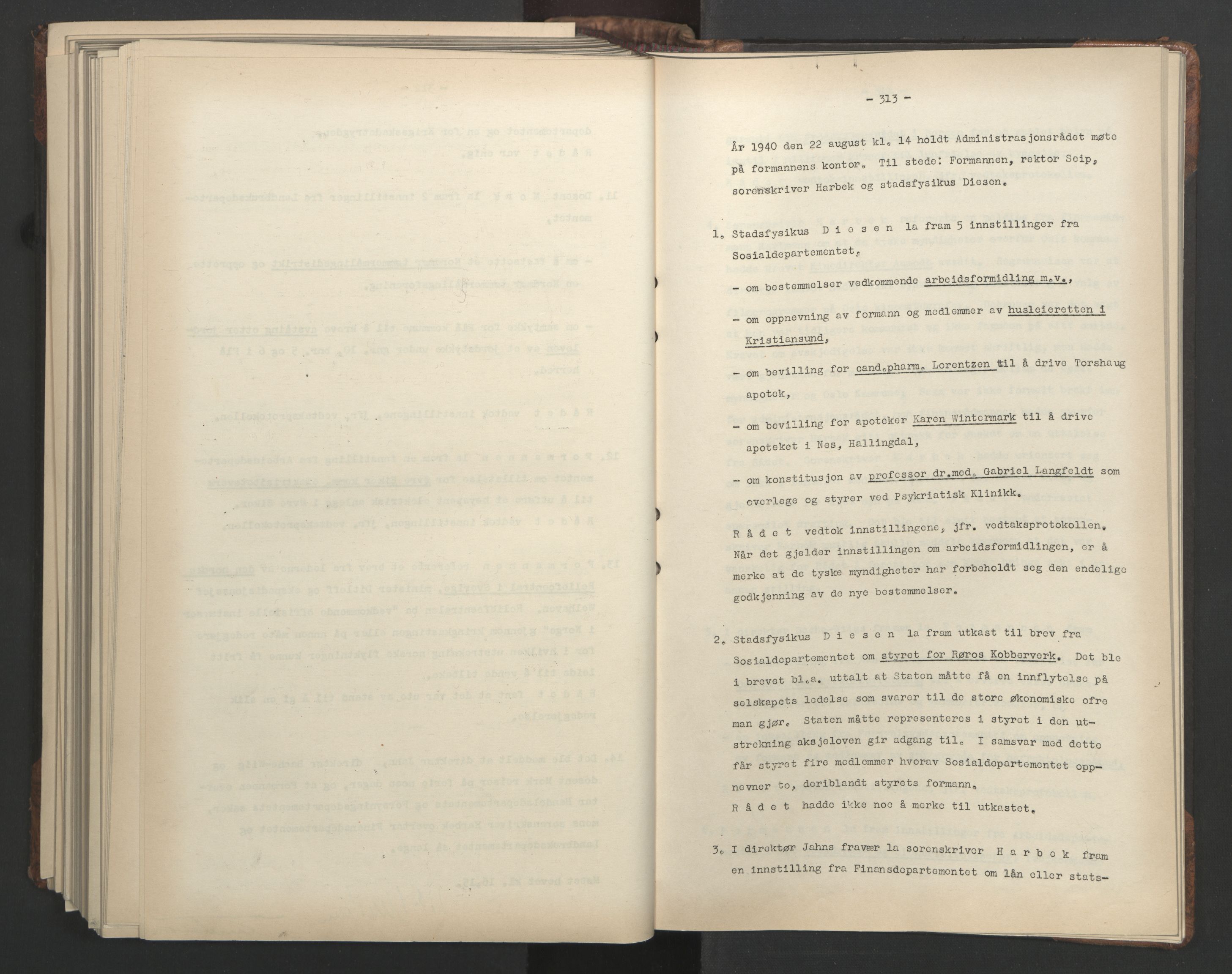 Administrasjonsrådet, AV/RA-S-1004/A/L0001: Møteprotokoll med tillegg 15/4-25/9, 1940, s. 313