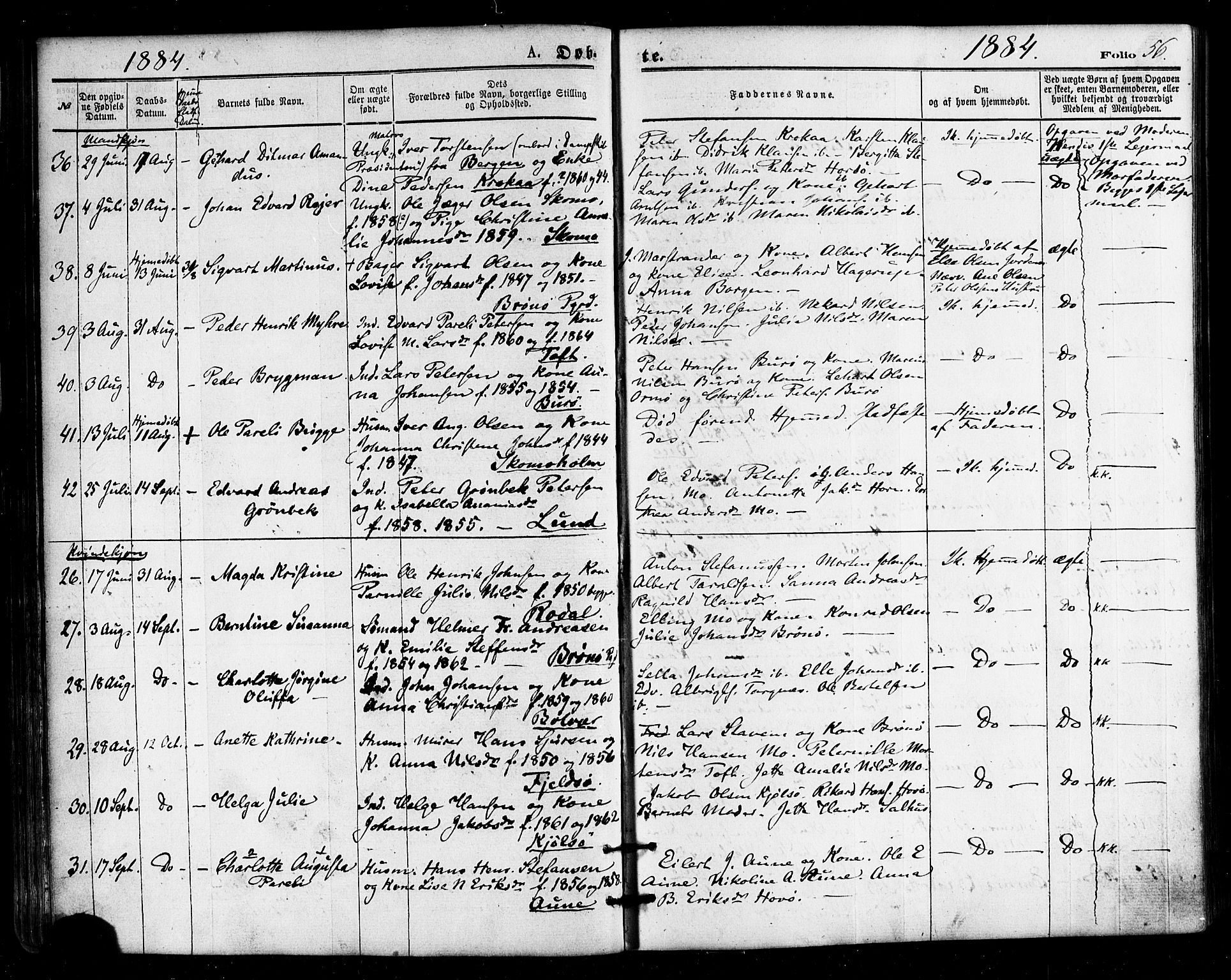 Ministerialprotokoller, klokkerbøker og fødselsregistre - Nordland, AV/SAT-A-1459/813/L0199: Ministerialbok nr. 813A09, 1875-1885, s. 56