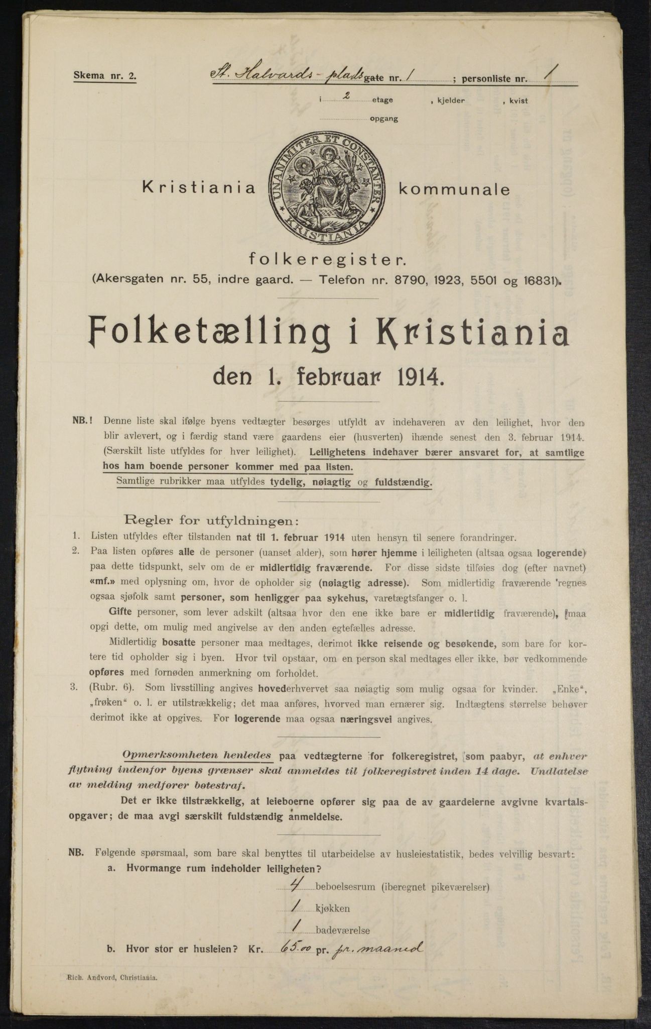 OBA, Kommunal folketelling 1.2.1914 for Kristiania, 1914, s. 87750