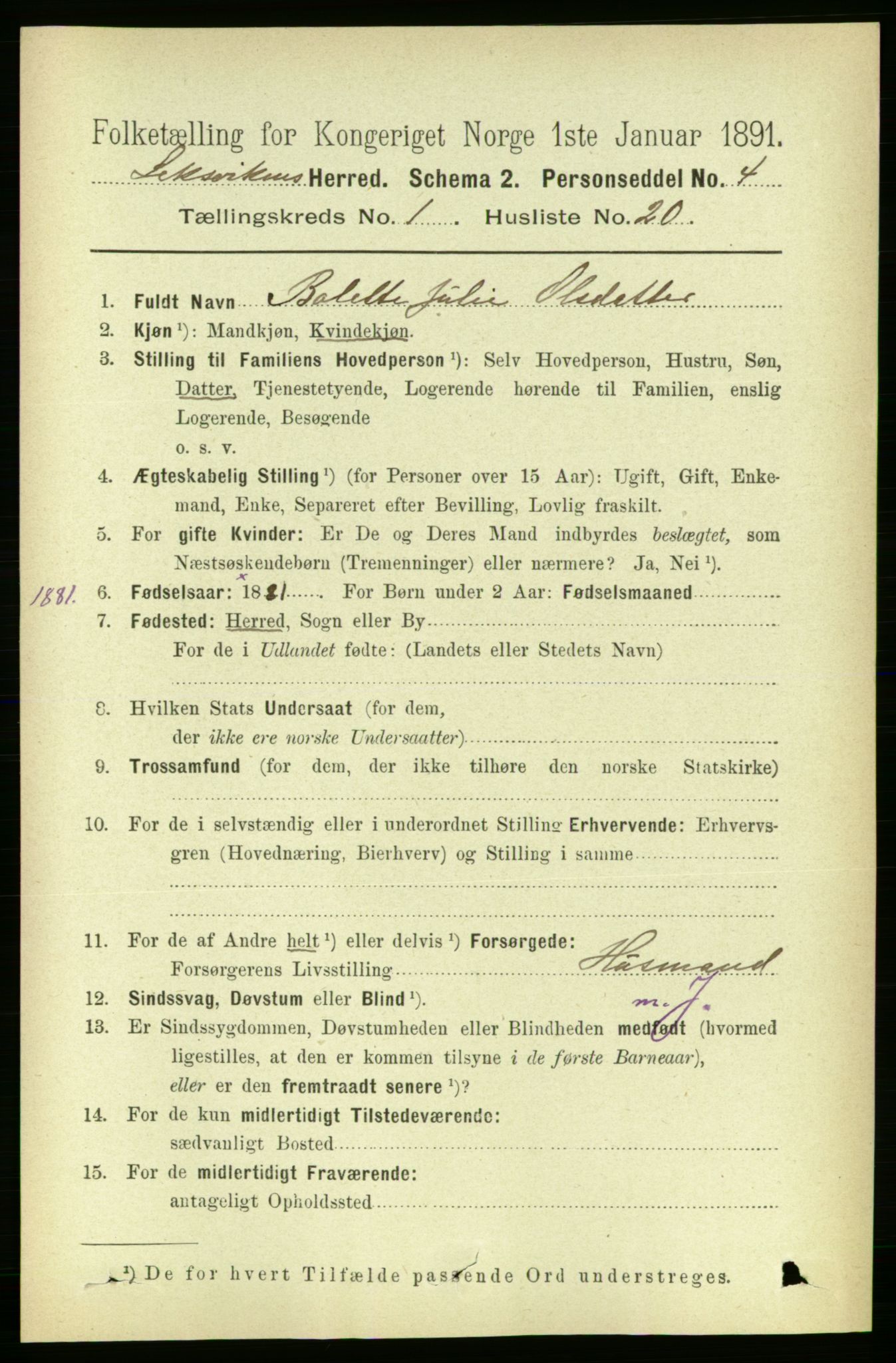 RA, Folketelling 1891 for 1718 Leksvik herred, 1891, s. 234