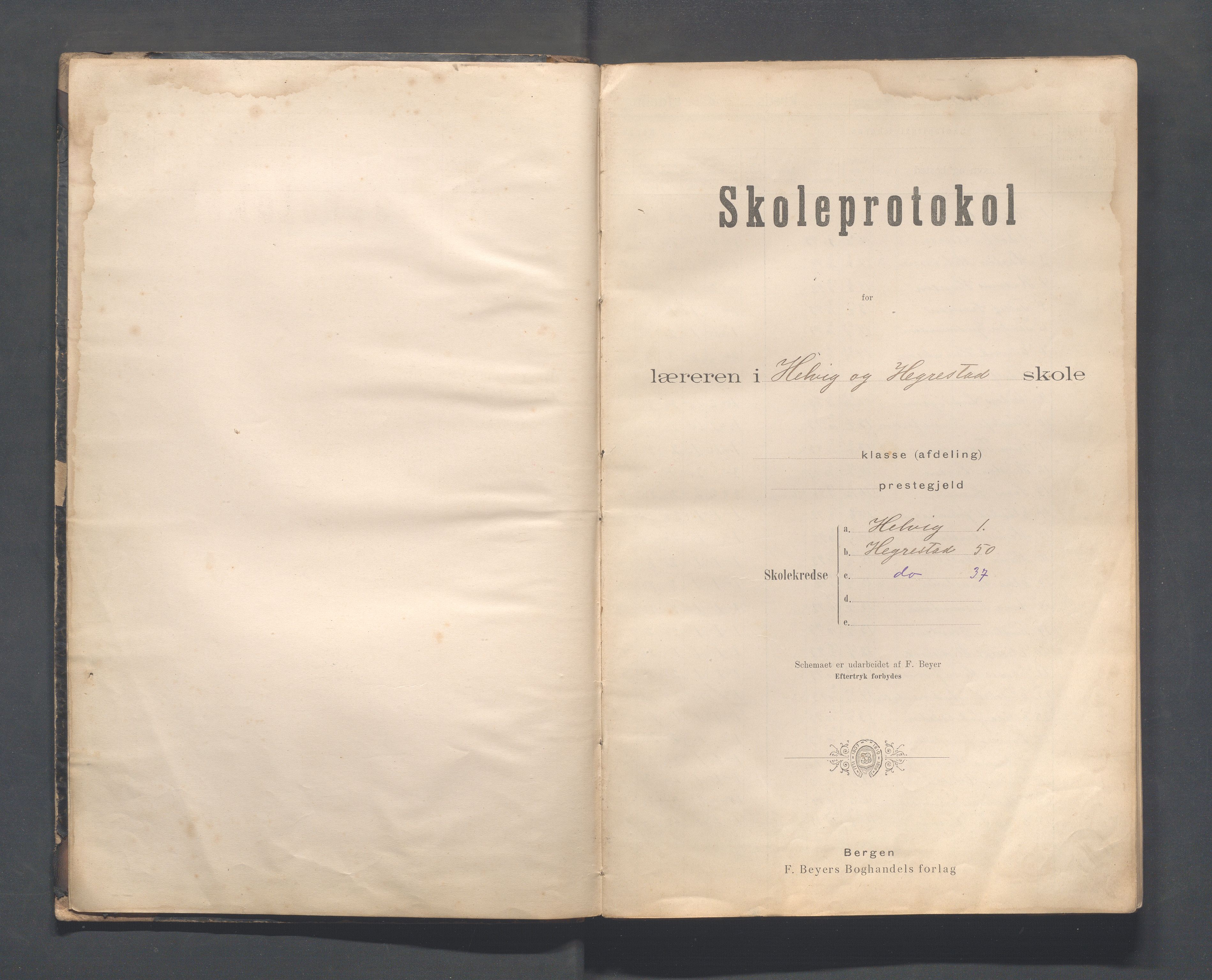 Eigersund kommune (Herredet) - Skolekommisjonen/skolestyret, IKAR/K-100453/Jb/L0008: Skoleprotokoll - Hegrestad og Helvik skoler, 1899-1906