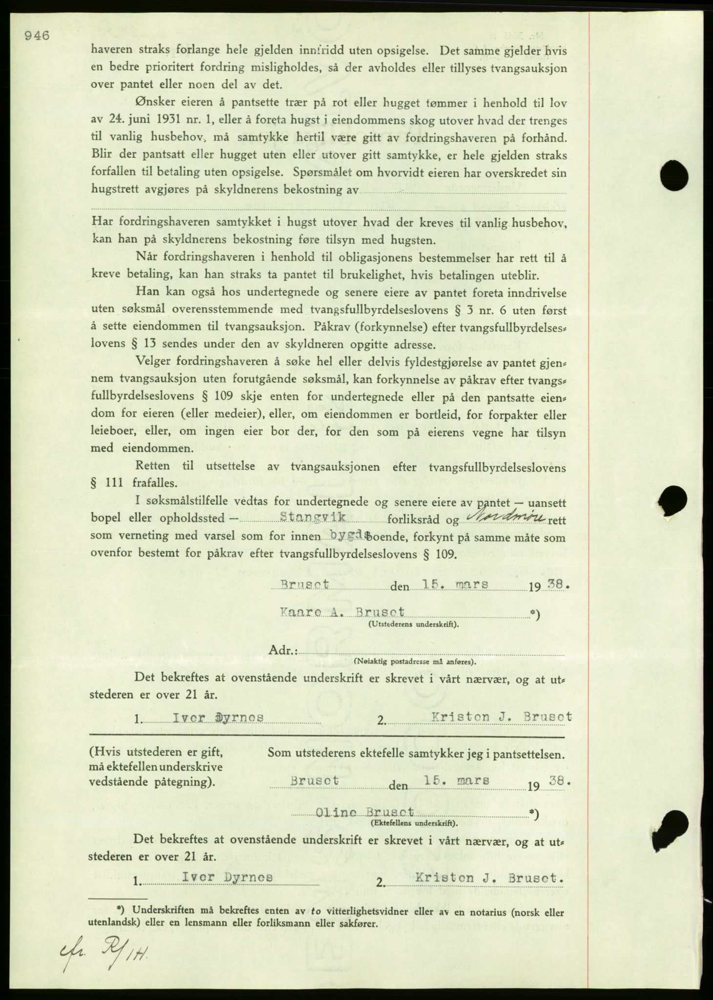 Nordmøre sorenskriveri, AV/SAT-A-4132/1/2/2Ca/L0092: Pantebok nr. B82, 1937-1938, Dagboknr: 666/1938