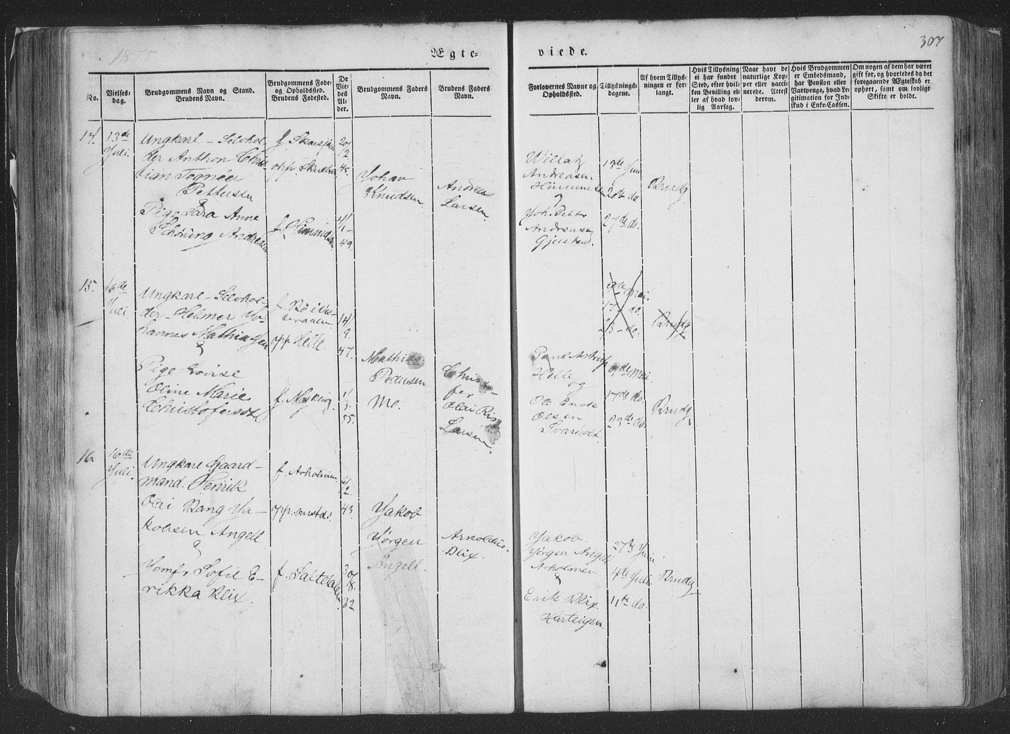 Ministerialprotokoller, klokkerbøker og fødselsregistre - Nordland, AV/SAT-A-1459/881/L1165: Klokkerbok nr. 881C02, 1854-1876, s. 307