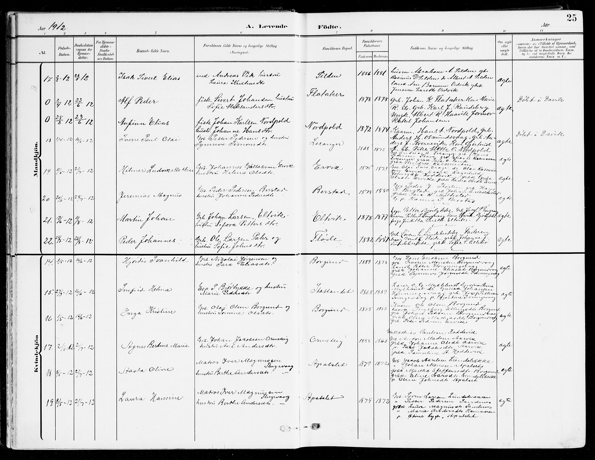Selje sokneprestembete, AV/SAB-A-99938/H/Ha/Haa/Haab: Ministerialbok nr. B 3, 1908-1923, s. 25
