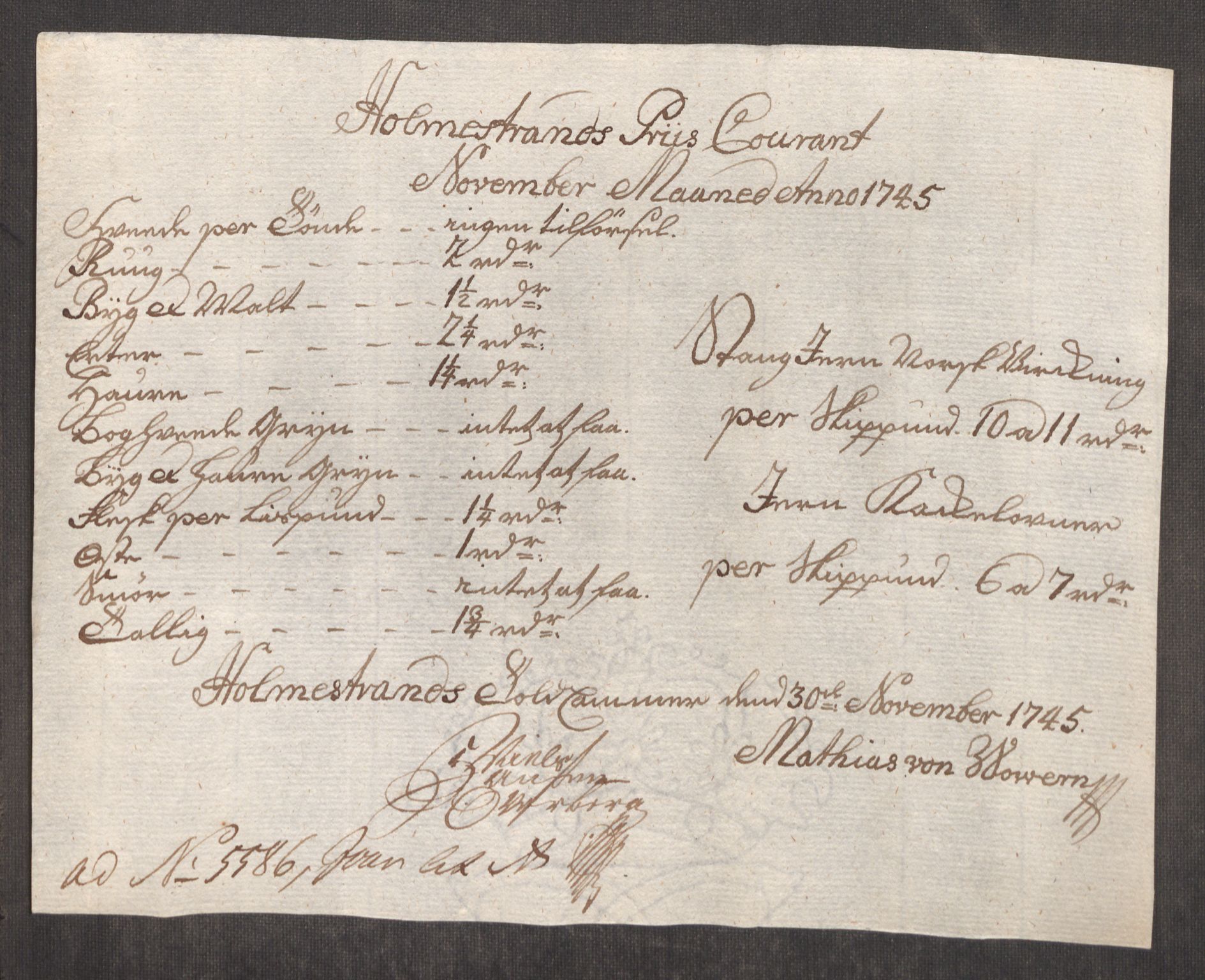 Rentekammeret inntil 1814, Realistisk ordnet avdeling, AV/RA-EA-4070/Oe/L0003: [Ø1]: Priskuranter, 1745-1748, s. 90