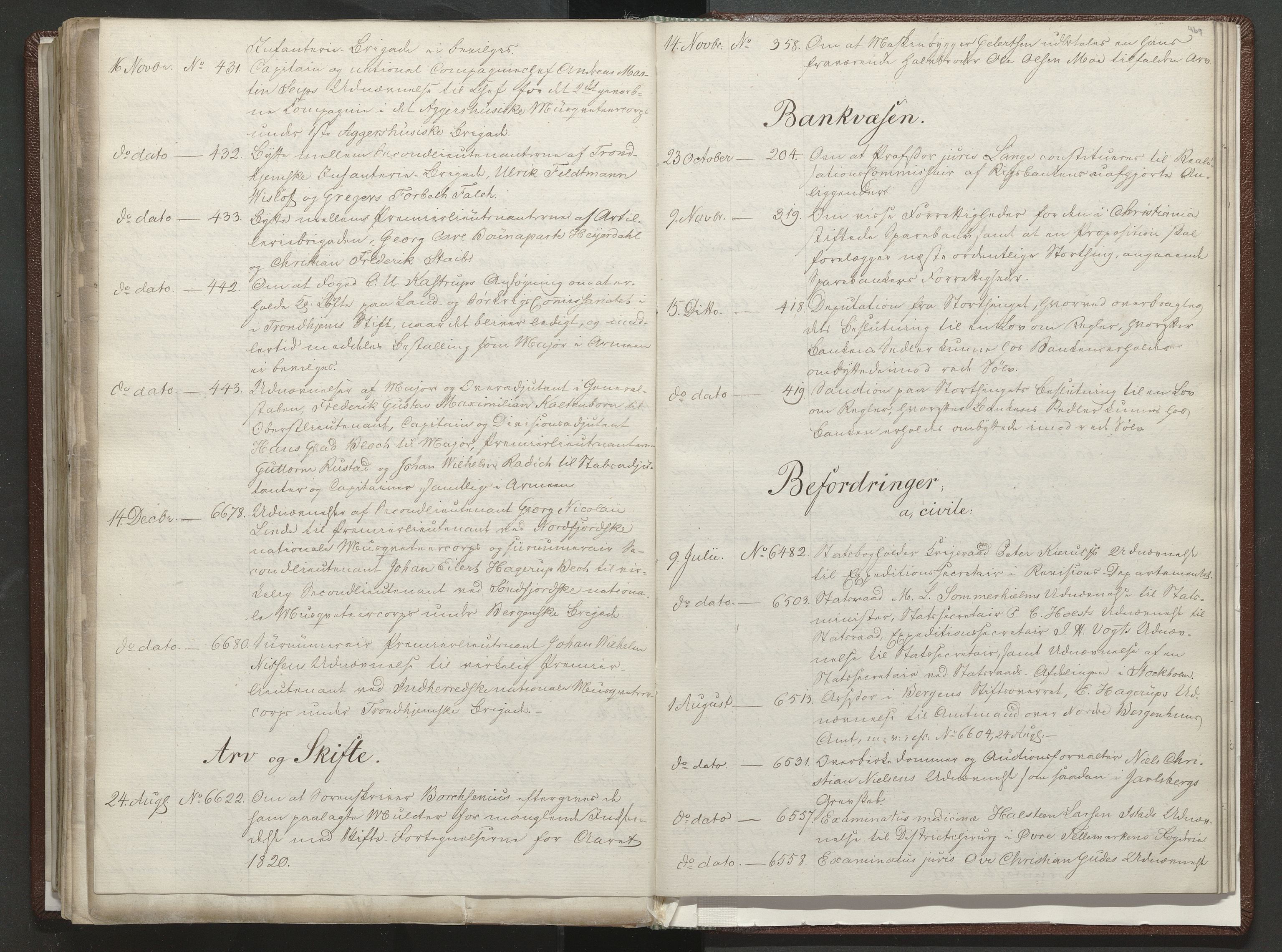 Statsrådssekretariatet, AV/RA-S-1001/A/Ab/L0015: Kgl. res. nr. 1-466 og 6645-6719, 2. halvår III, 1822, s. 469