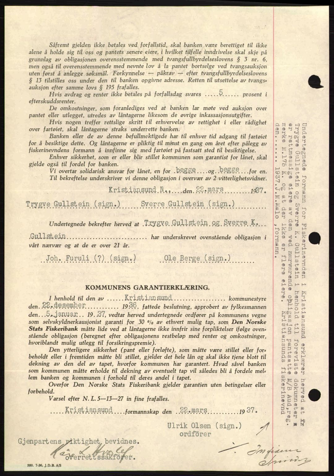 Kristiansund byfogd, AV/SAT-A-4587/A/27: Pantebok nr. 29, 1936-1937, Dagboknr: 164/1937