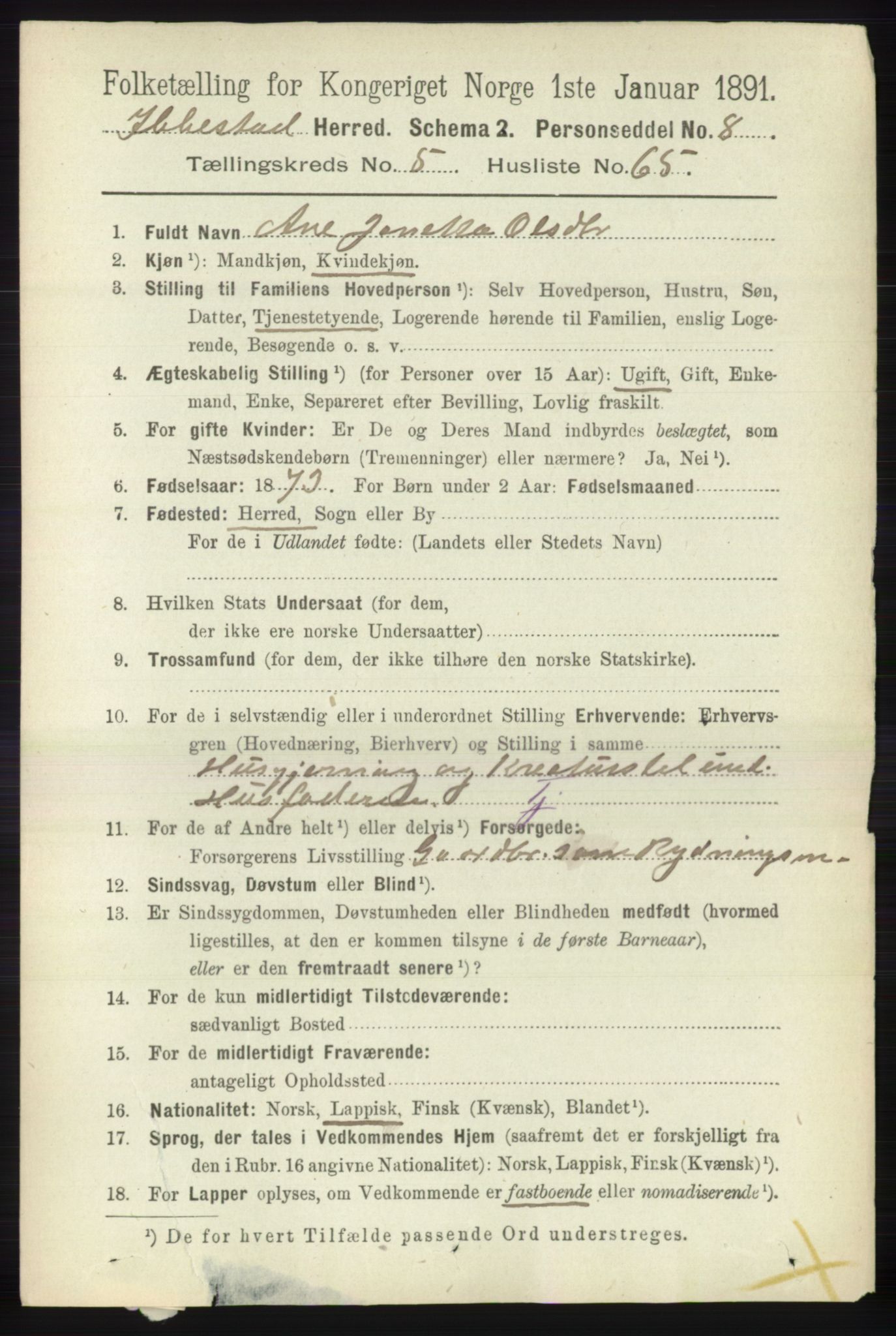 RA, Folketelling 1891 for 1917 Ibestad herred, 1891, s. 2181