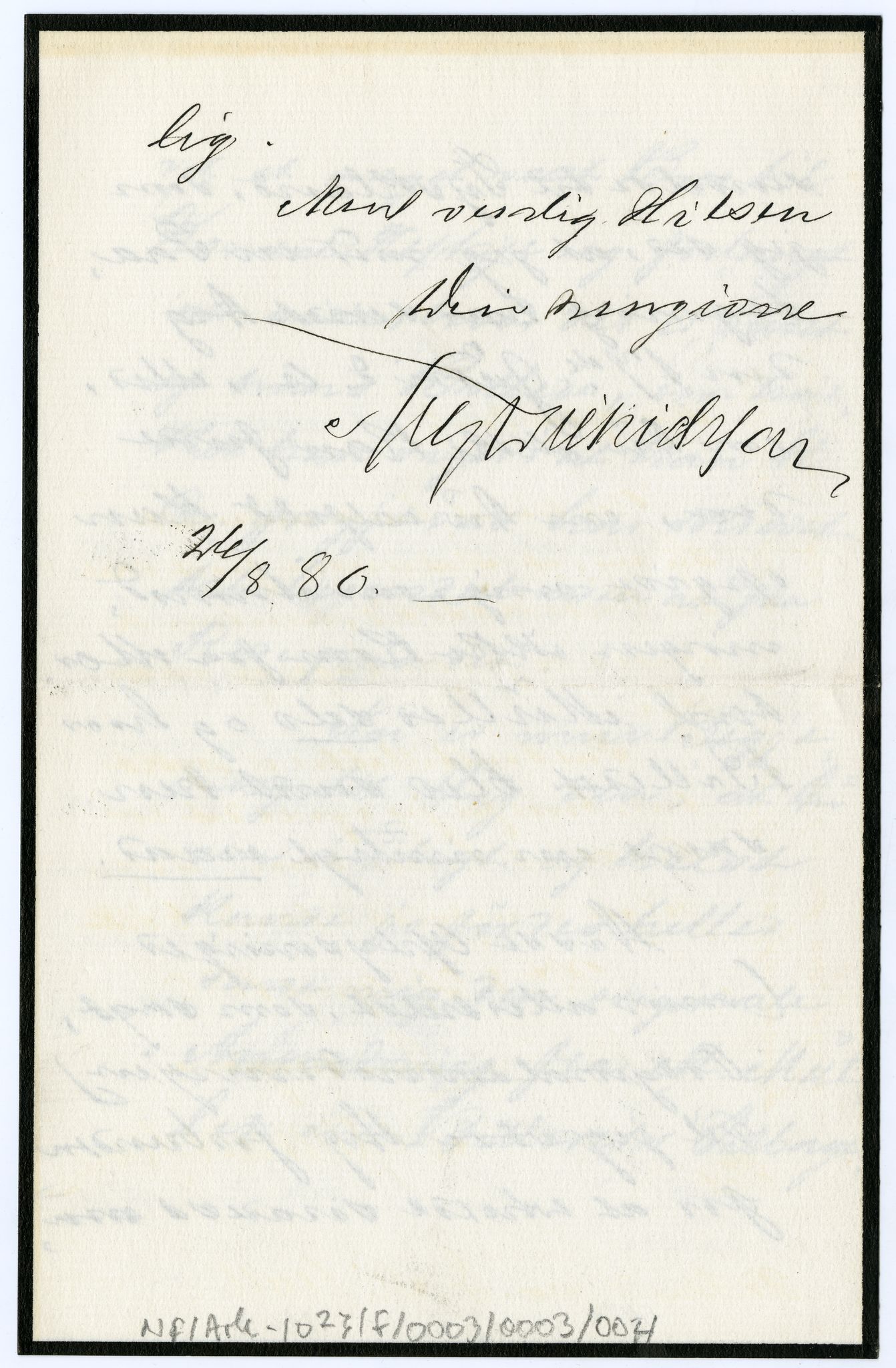 Diderik Maria Aalls brevsamling, NF/Ark-1023/F/L0003: D.M. Aalls brevsamling. D - G, 1797-1889, s. 108