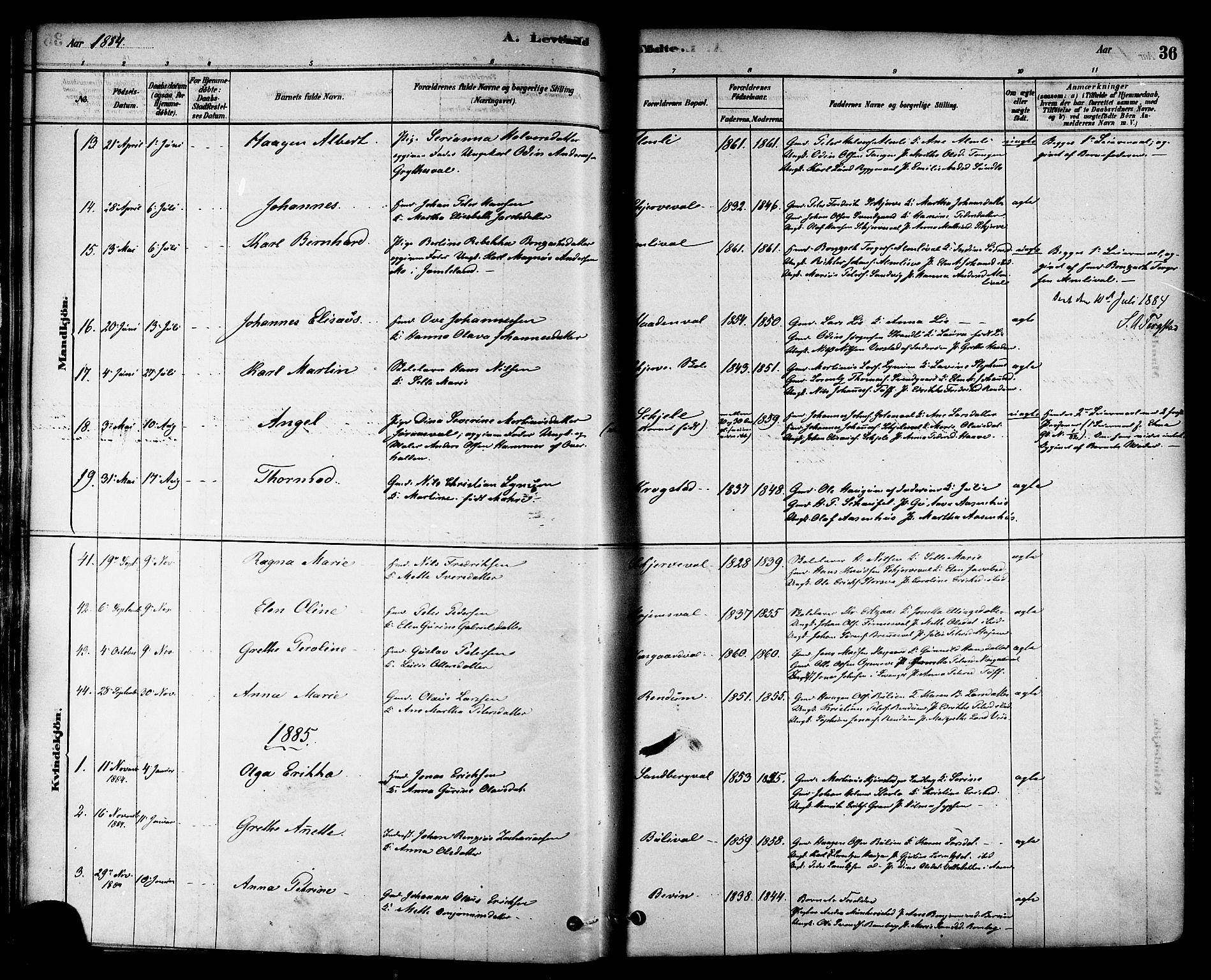 Ministerialprotokoller, klokkerbøker og fødselsregistre - Nord-Trøndelag, SAT/A-1458/717/L0159: Ministerialbok nr. 717A09, 1878-1898, s. 36