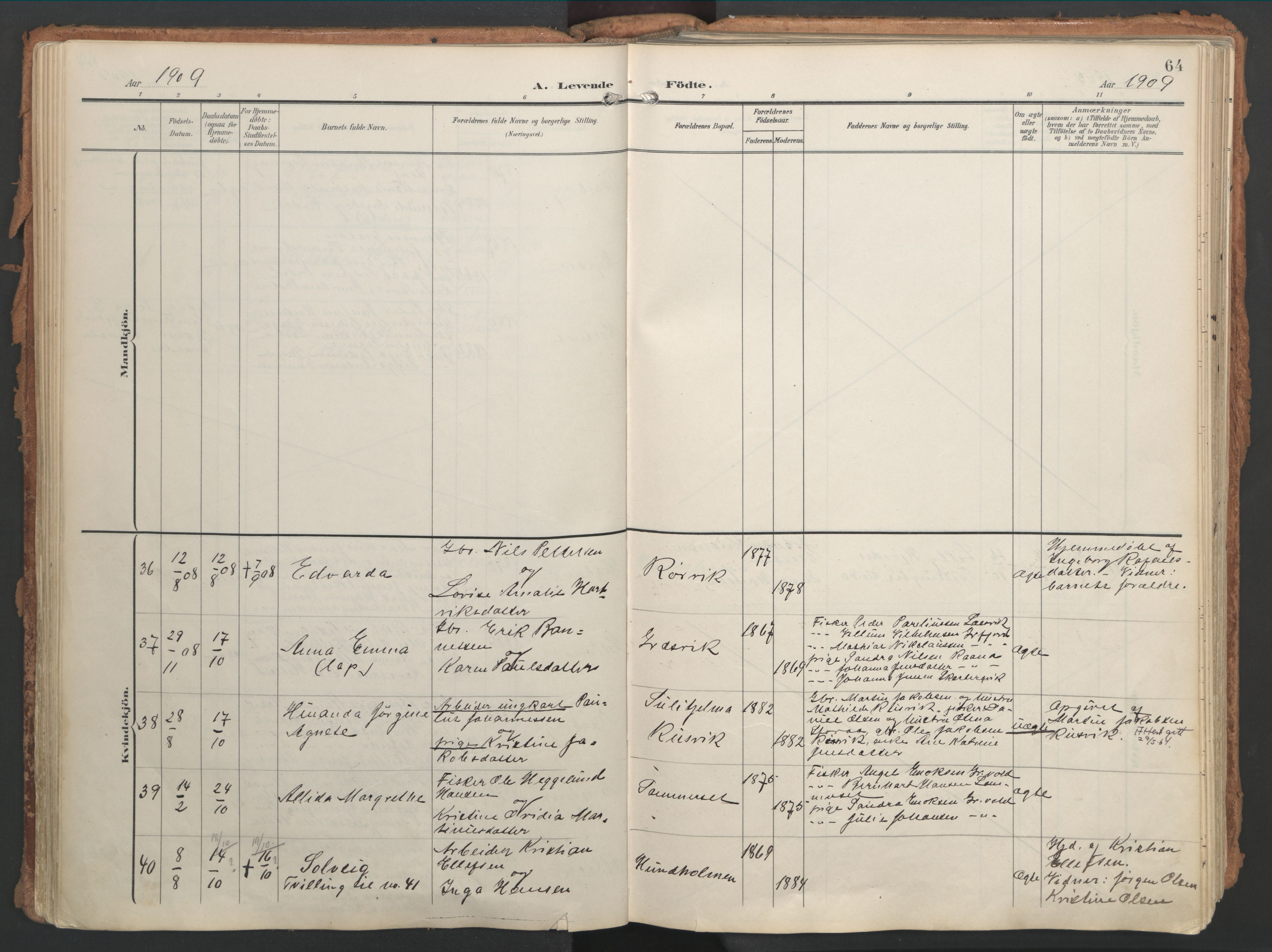 Ministerialprotokoller, klokkerbøker og fødselsregistre - Nordland, AV/SAT-A-1459/861/L0871: Ministerialbok nr. 861A06, 1903-1916, s. 64