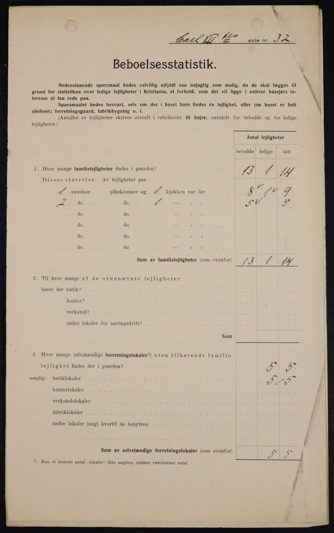 OBA, Kommunal folketelling 1.2.1909 for Kristiania kjøpstad, 1909, s. 44406