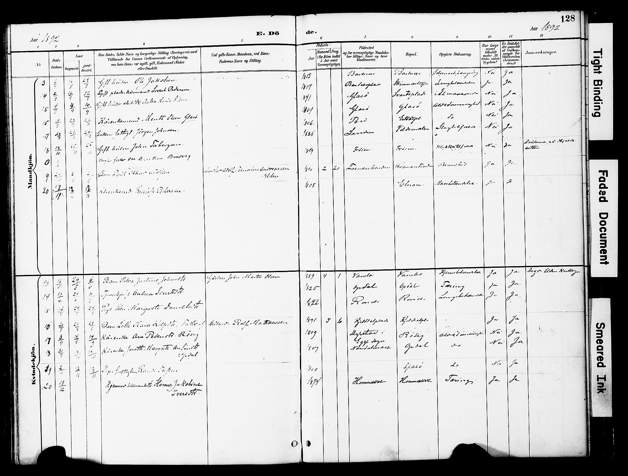 Ministerialprotokoller, klokkerbøker og fødselsregistre - Nord-Trøndelag, SAT/A-1458/741/L0396: Ministerialbok nr. 741A10, 1889-1901, s. 128
