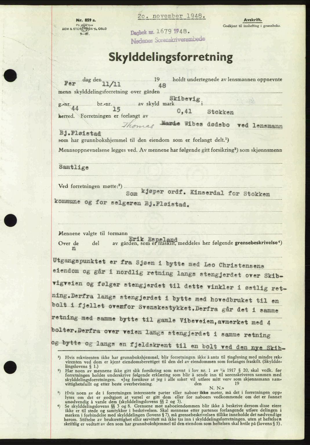 Nedenes sorenskriveri, AV/SAK-1221-0006/G/Gb/Gba/L0060: Pantebok nr. A12, 1948-1949, Dagboknr: 1679/1948