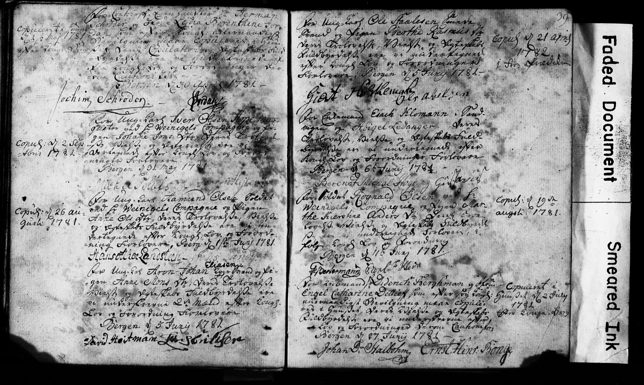 Korskirken sokneprestembete, SAB/A-76101: Forlovererklæringer nr. II.5.1, 1776-1816, s. 39
