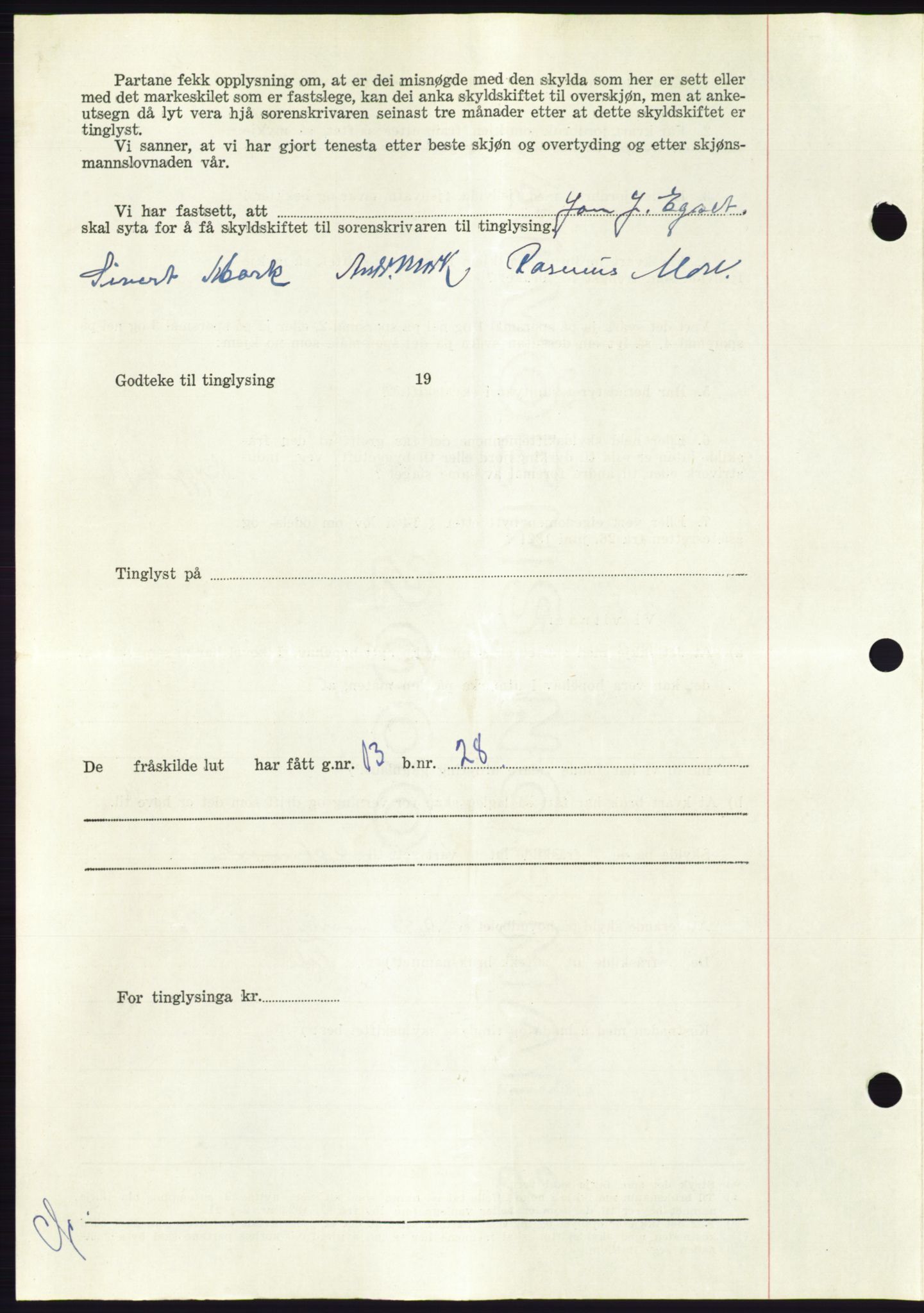 Søre Sunnmøre sorenskriveri, AV/SAT-A-4122/1/2/2C/L0092: Pantebok nr. 18A, 1952-1952, Dagboknr: 1315/1952