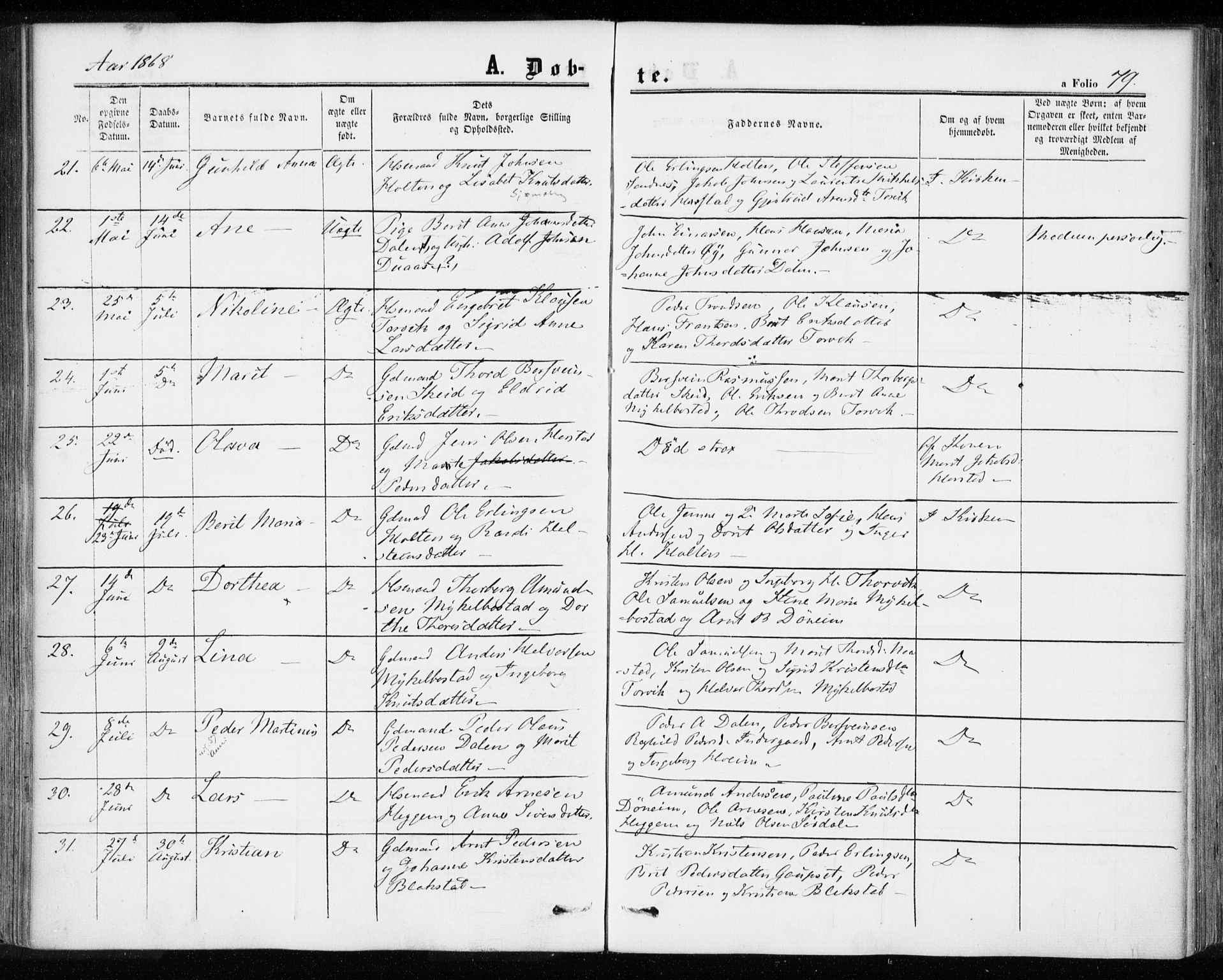 Ministerialprotokoller, klokkerbøker og fødselsregistre - Møre og Romsdal, AV/SAT-A-1454/584/L0965: Ministerialbok nr. 584A05, 1857-1868, s. 79