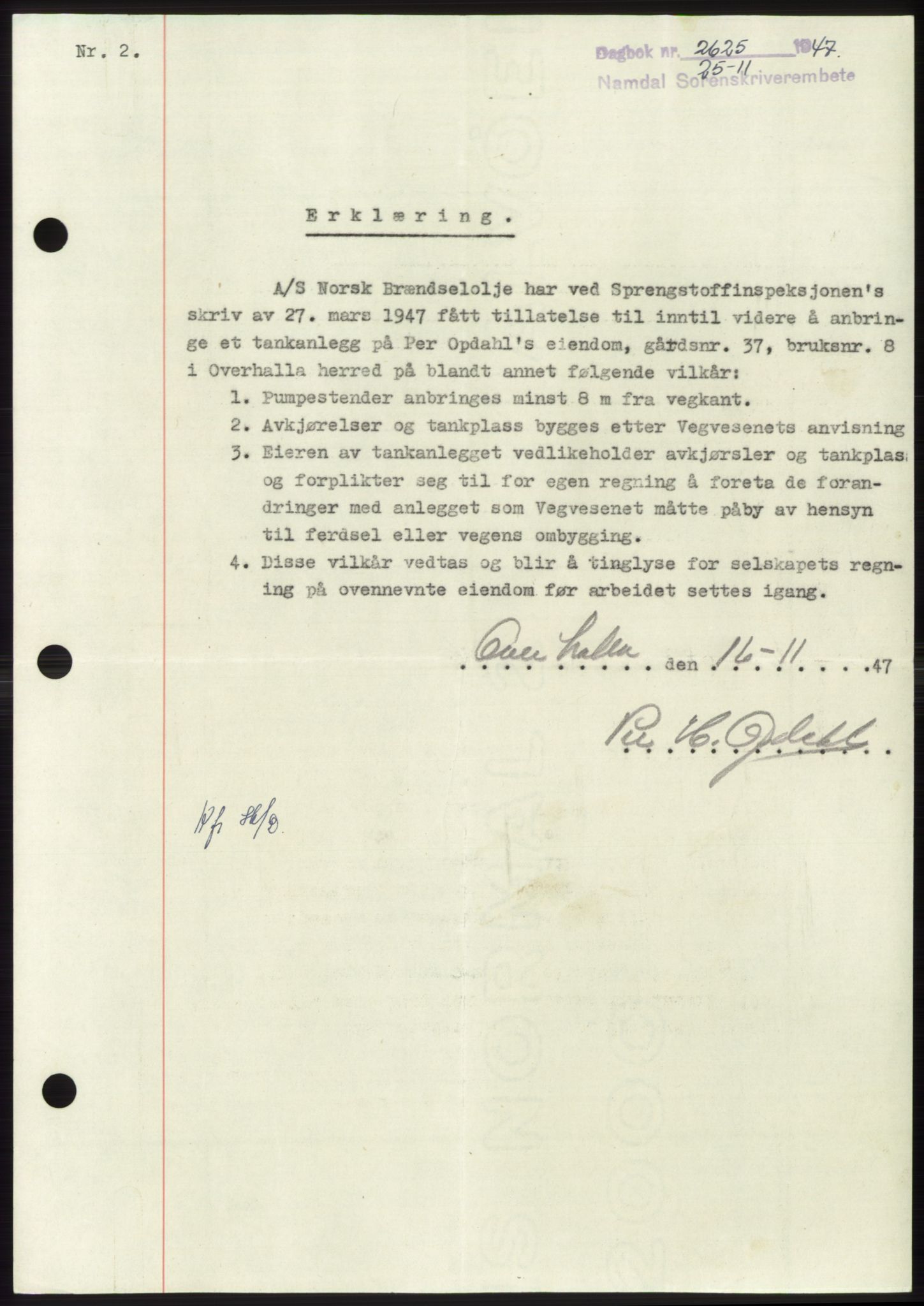 Namdal sorenskriveri, SAT/A-4133/1/2/2C: Pantebok nr. -, 1947-1948, Dagboknr: 2625/1947