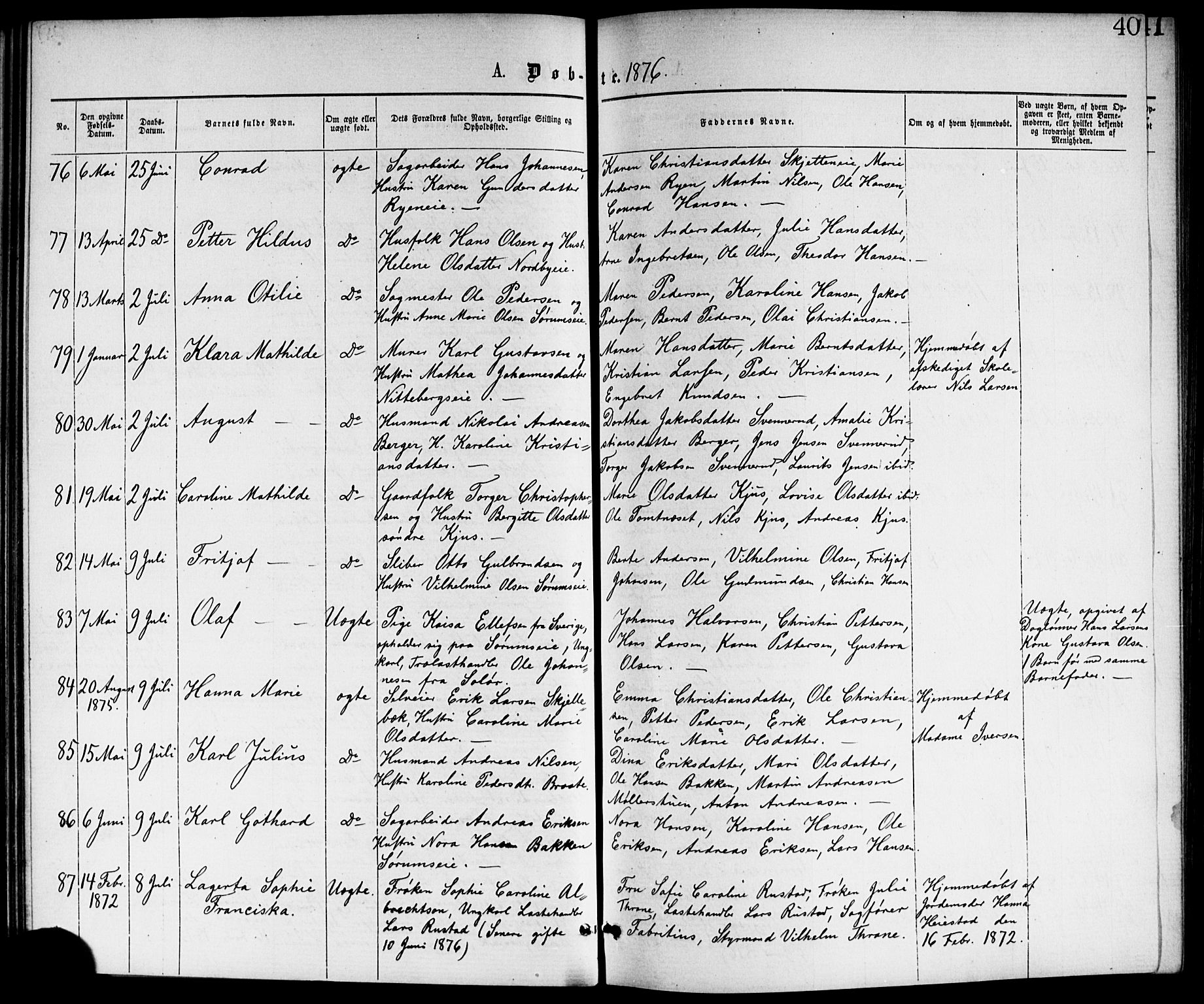 Skedsmo prestekontor Kirkebøker, AV/SAO-A-10033a/G/Ga/L0003: Klokkerbok nr. I 3, 1873-1882, s. 40