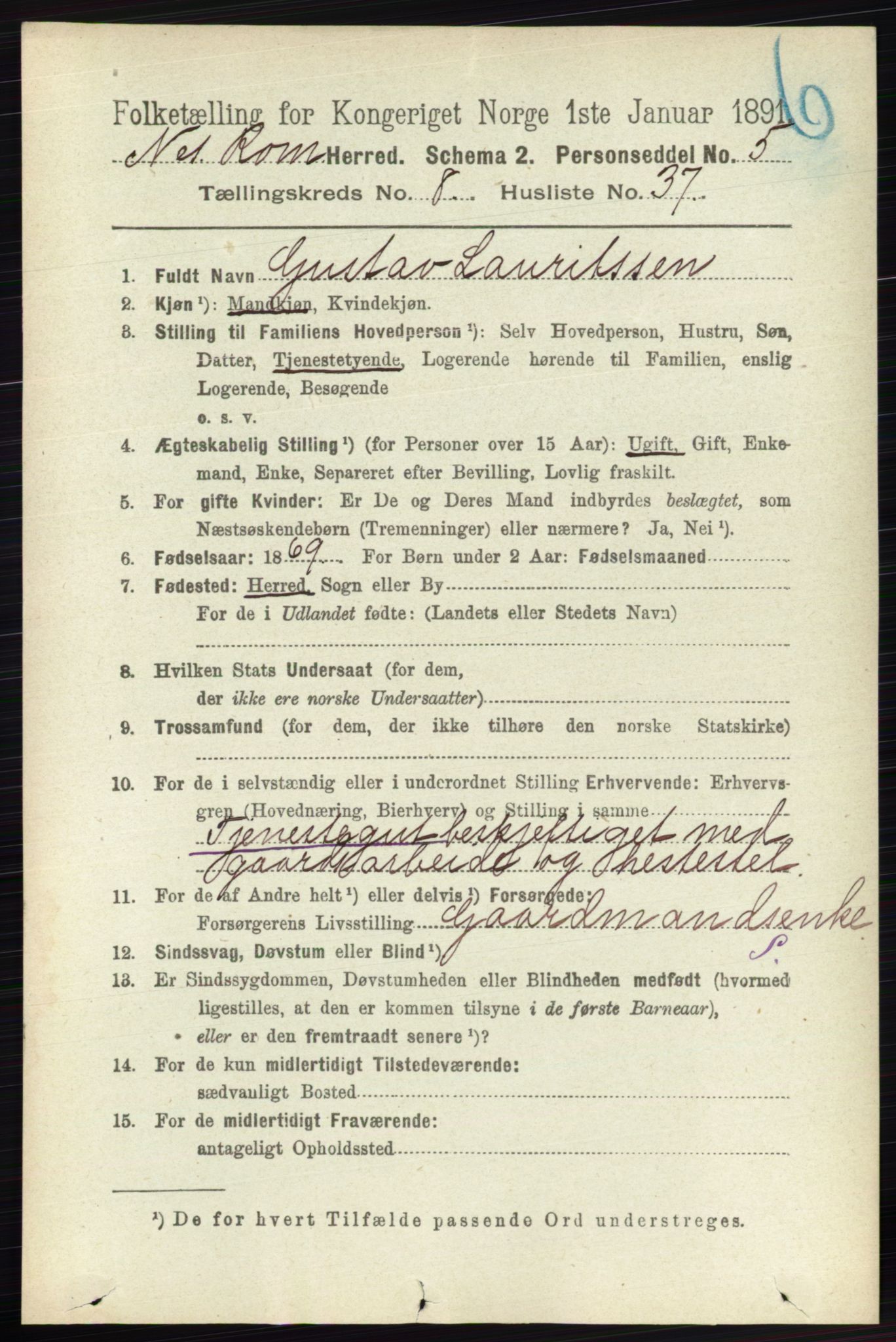 RA, Folketelling 1891 for 0236 Nes herred, 1891, s. 4838