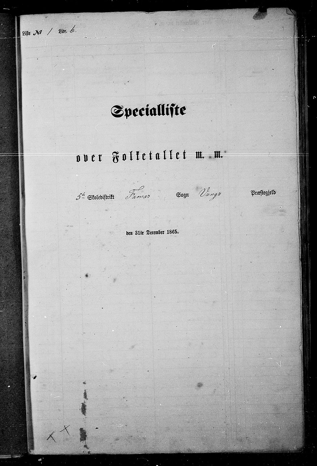 RA, Folketelling 1865 for 0414L Vang prestegjeld, Vang sokn og Furnes sokn, 1865, s. 27