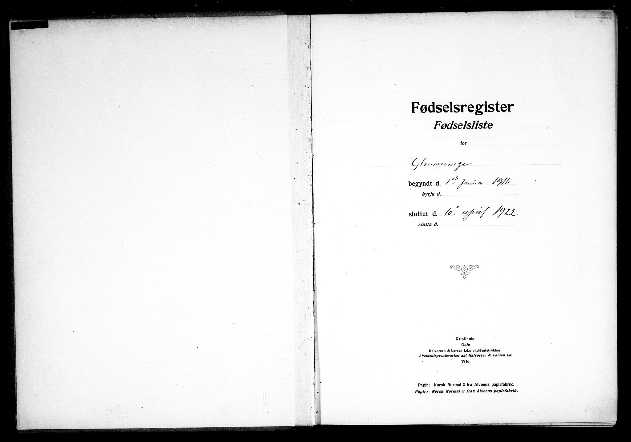 Glemmen prestekontor Kirkebøker, SAO/A-10908/J/Ja/L0001: Fødselsregister nr. I 1, 1916-1922