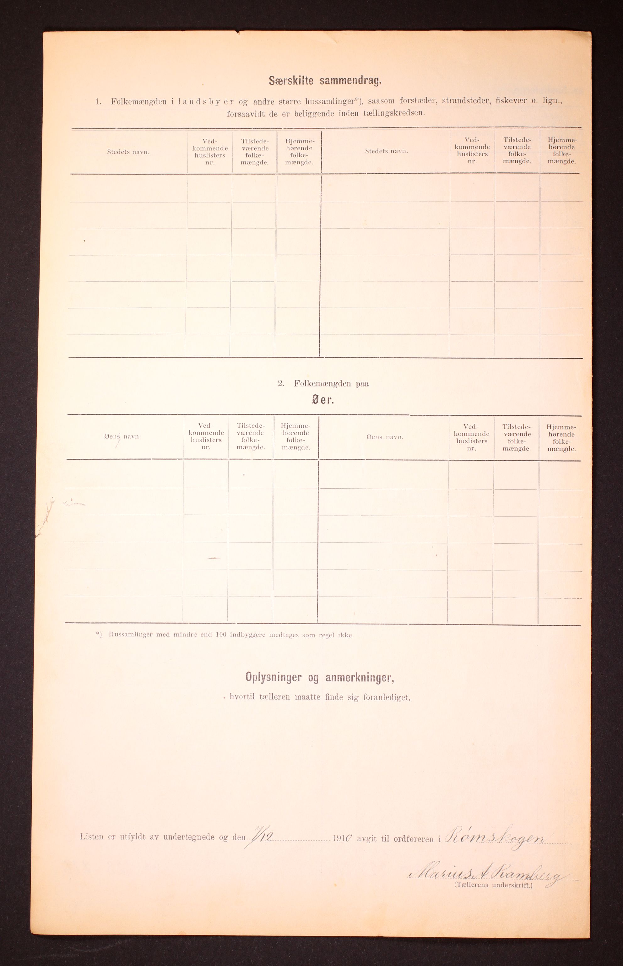 RA, Folketelling 1910 for 0121 Rømskog herred, 1910, s. 6