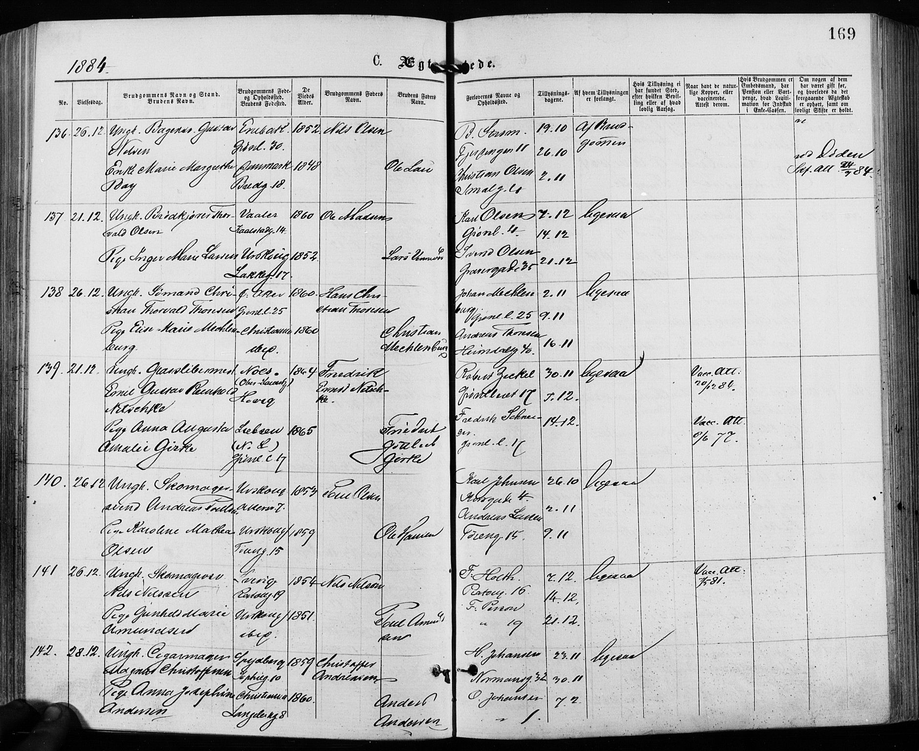 Grønland prestekontor Kirkebøker, SAO/A-10848/F/Fa/L0006: Ministerialbok nr. 6, 1877-1886, s. 169