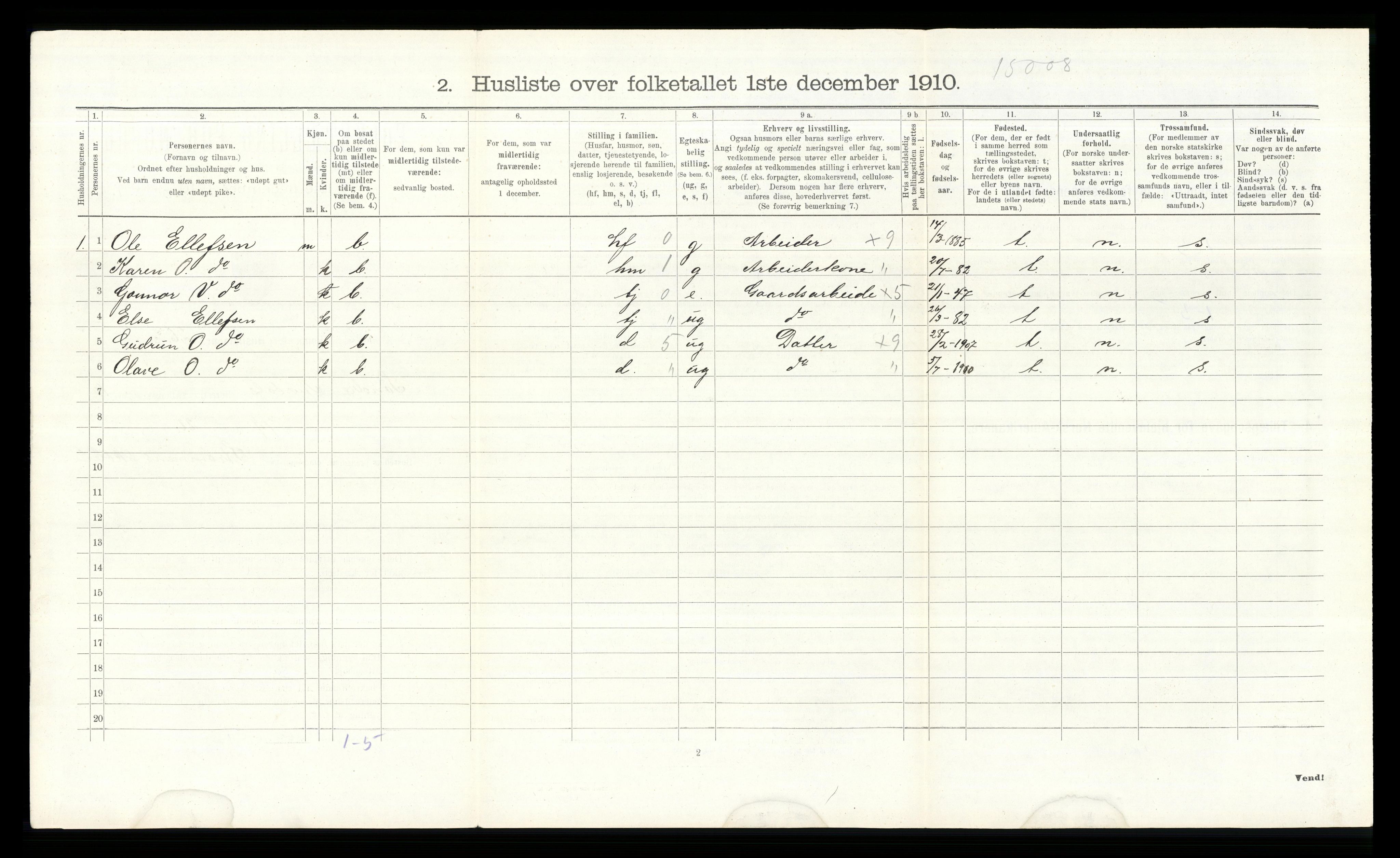 RA, Folketelling 1910 for 0540 Sør-Aurdal herred, 1910, s. 1072