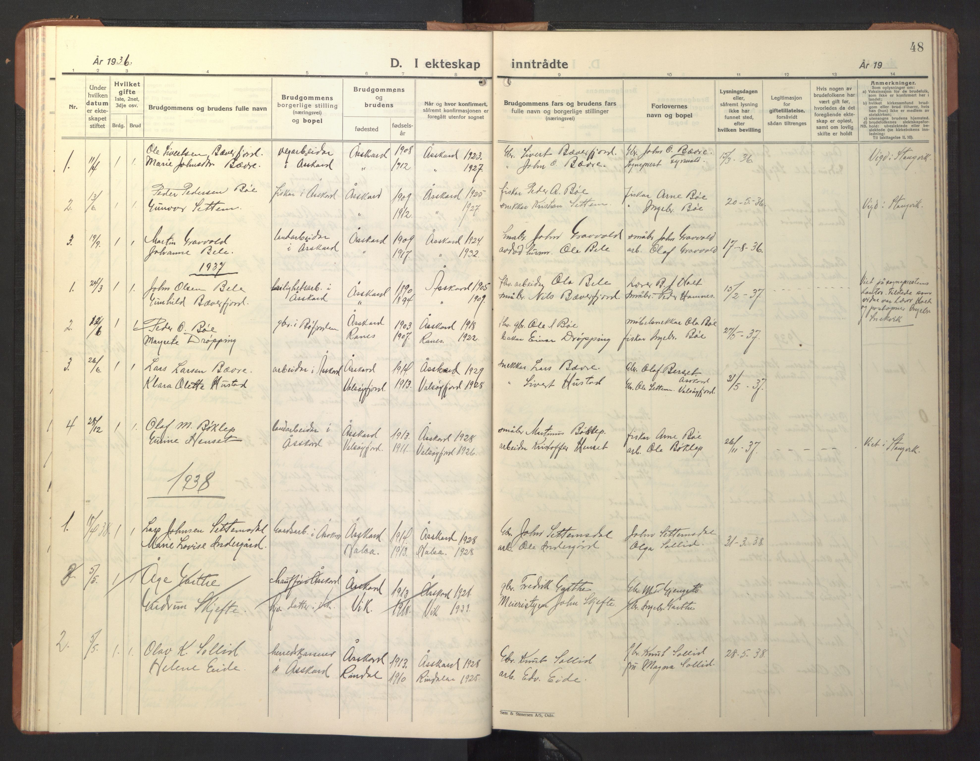 Ministerialprotokoller, klokkerbøker og fødselsregistre - Møre og Romsdal, AV/SAT-A-1454/594/L1038: Klokkerbok nr. 594C01, 1934-1946, s. 48