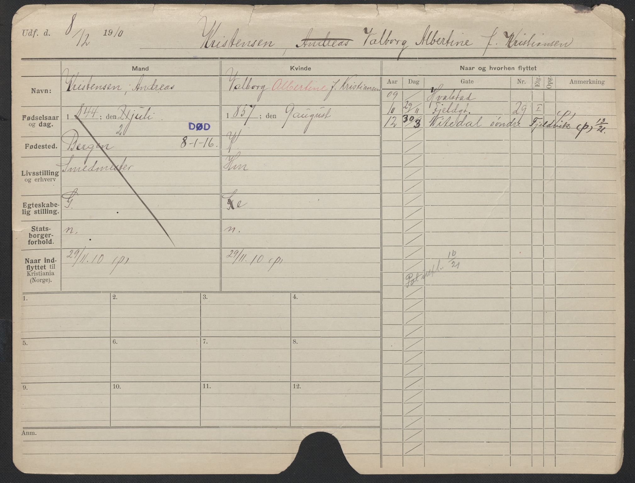 Oslo folkeregister, Registerkort, AV/SAO-A-11715/F/Fa/Fac/L0019: Kvinner, 1906-1914, s. 200a