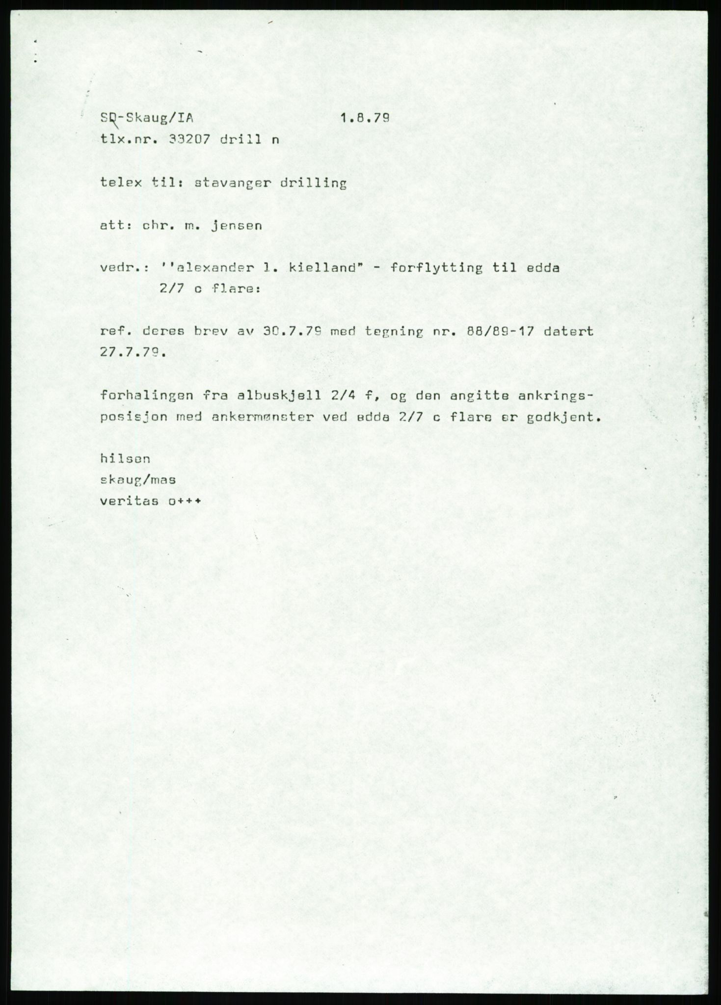 Justisdepartementet, Granskningskommisjonen ved Alexander Kielland-ulykken 27.3.1980, RA/S-1165/D/L0002: I Det norske Veritas (I1-I5, I7-I11, I14-I17, I21-I28, I30-I31)/B Stavanger Drilling A/S (B4), 1980-1981, s. 71