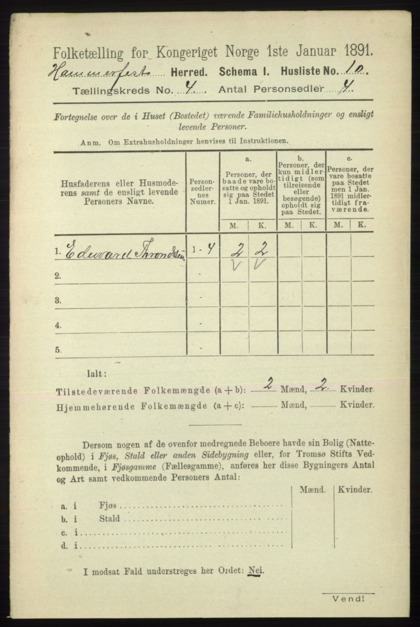 RA, Folketelling 1891 for 2016 Hammerfest herred, 1891, s. 1097