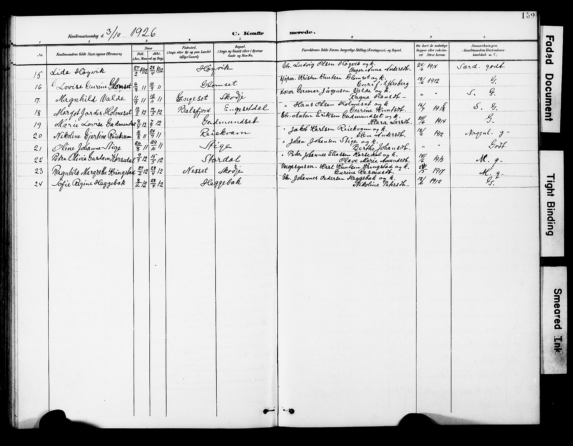 Ministerialprotokoller, klokkerbøker og fødselsregistre - Møre og Romsdal, AV/SAT-A-1454/524/L0366: Klokkerbok nr. 524C07, 1900-1931, s. 152