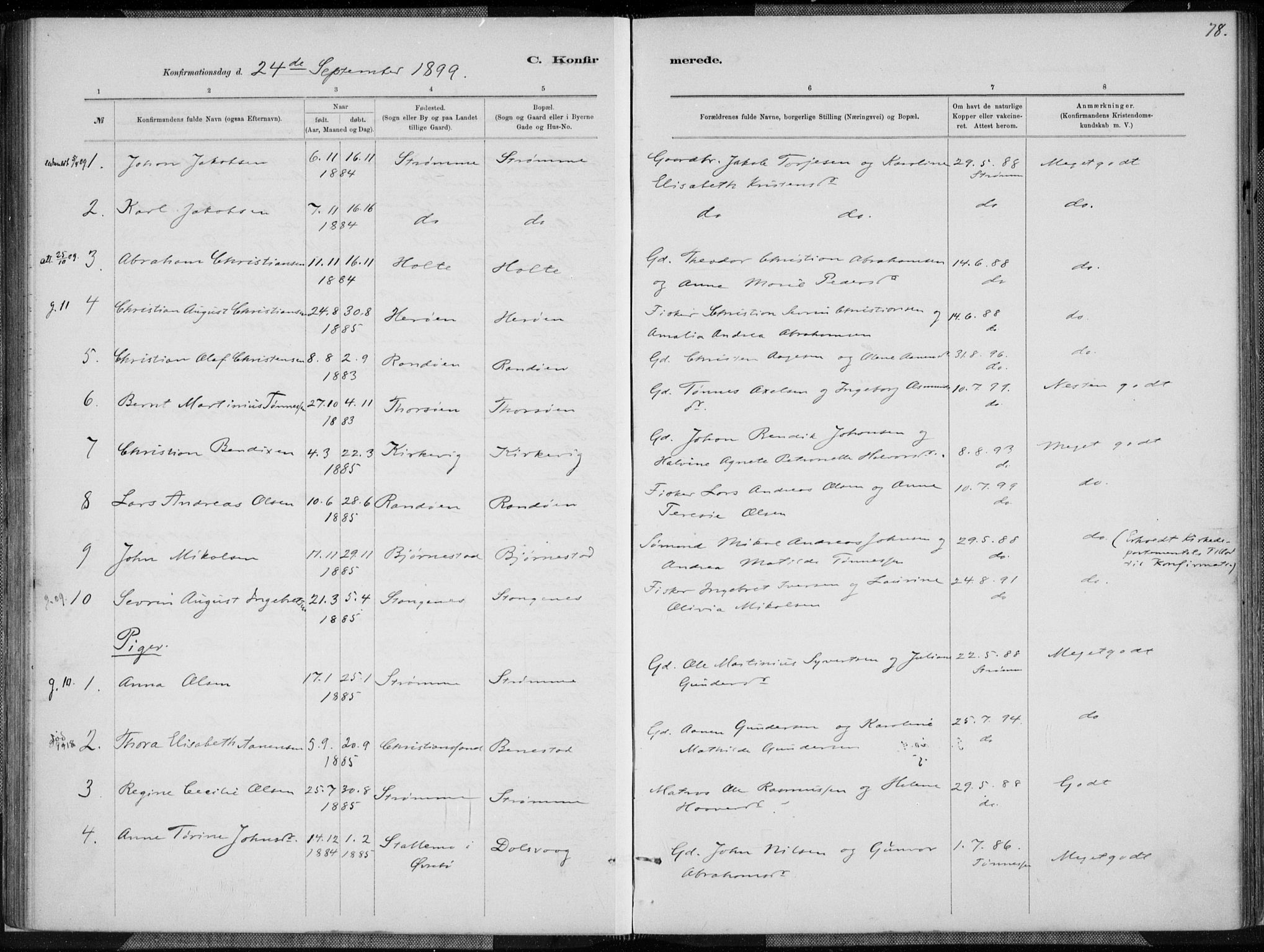 Oddernes sokneprestkontor, SAK/1111-0033/F/Fa/Fab/L0002: Ministerialbok nr. A 2, 1884-1903, s. 78