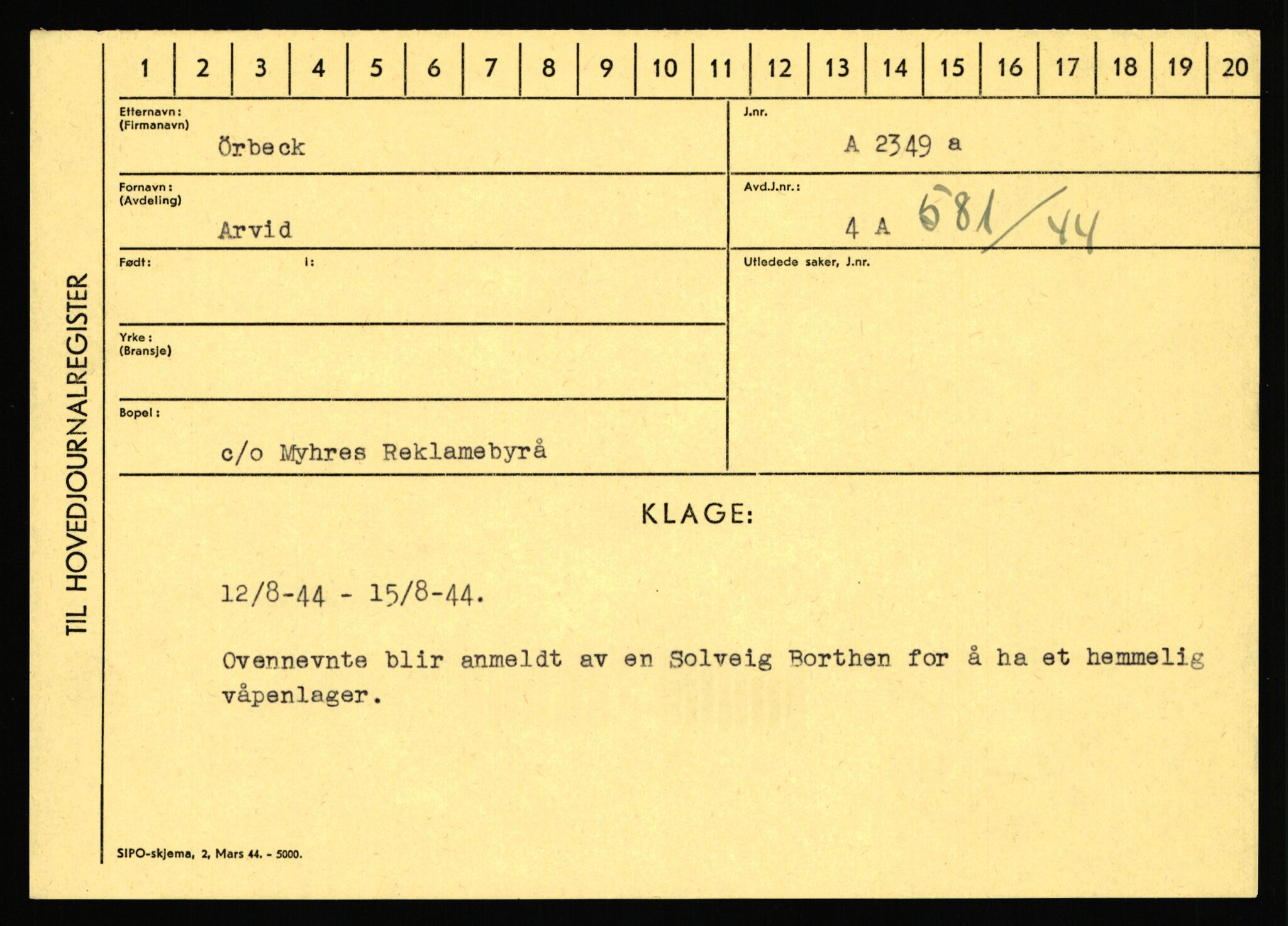 Statspolitiet - Hovedkontoret / Osloavdelingen, AV/RA-S-1329/C/Ca/L0016: Uberg - Øystese, 1943-1945, s. 3615