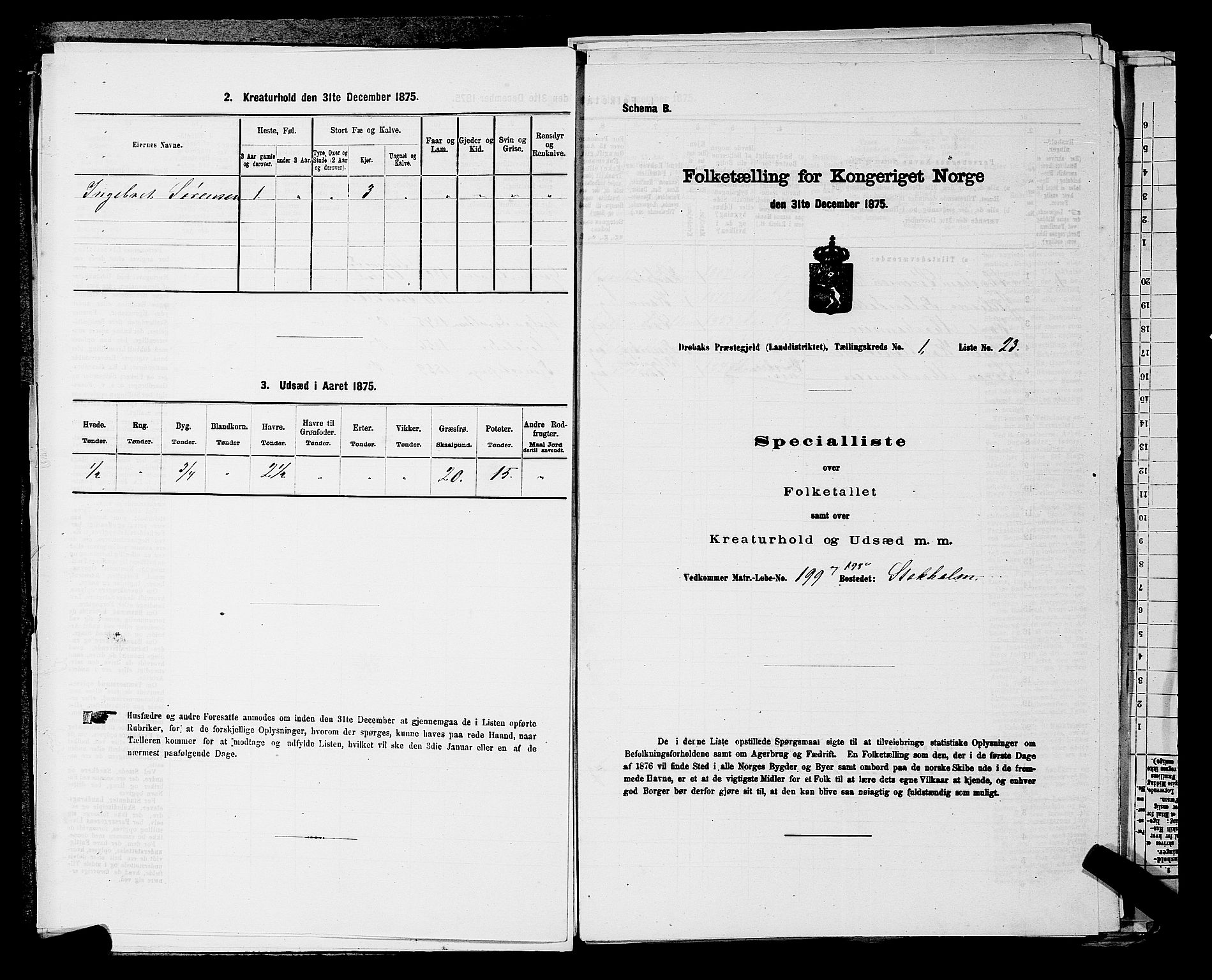 RA, Folketelling 1875 for 0215L Drøbak prestegjeld, Frogn sokn, 1875, s. 187