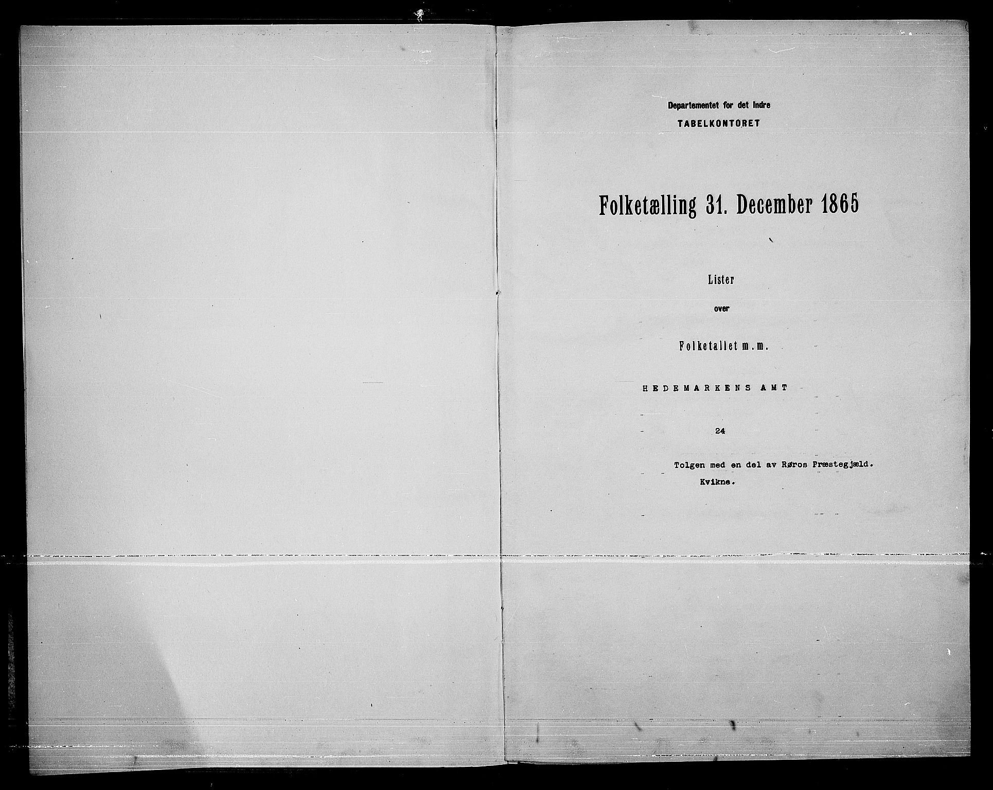 RA, Folketelling 1865 for 0436P Tolga prestegjeld, 1865, s. 3