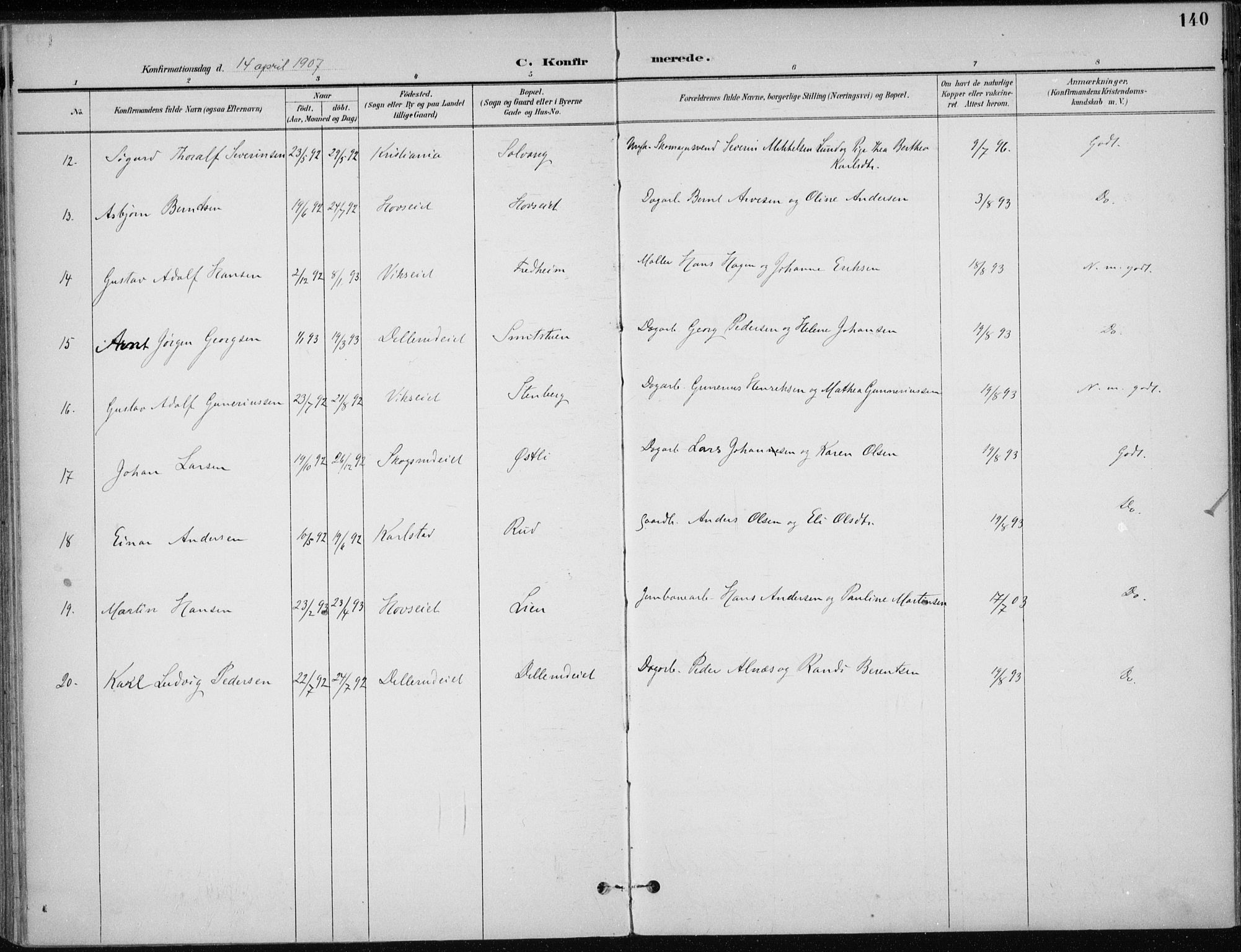 Stange prestekontor, AV/SAH-PREST-002/K/L0023: Ministerialbok nr. 23, 1897-1920, s. 140