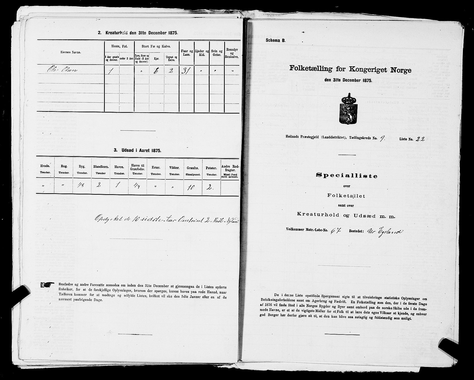 SAST, Folketelling 1875 for 1123L Høyland prestegjeld, Høyland sokn, 1875, s. 1210