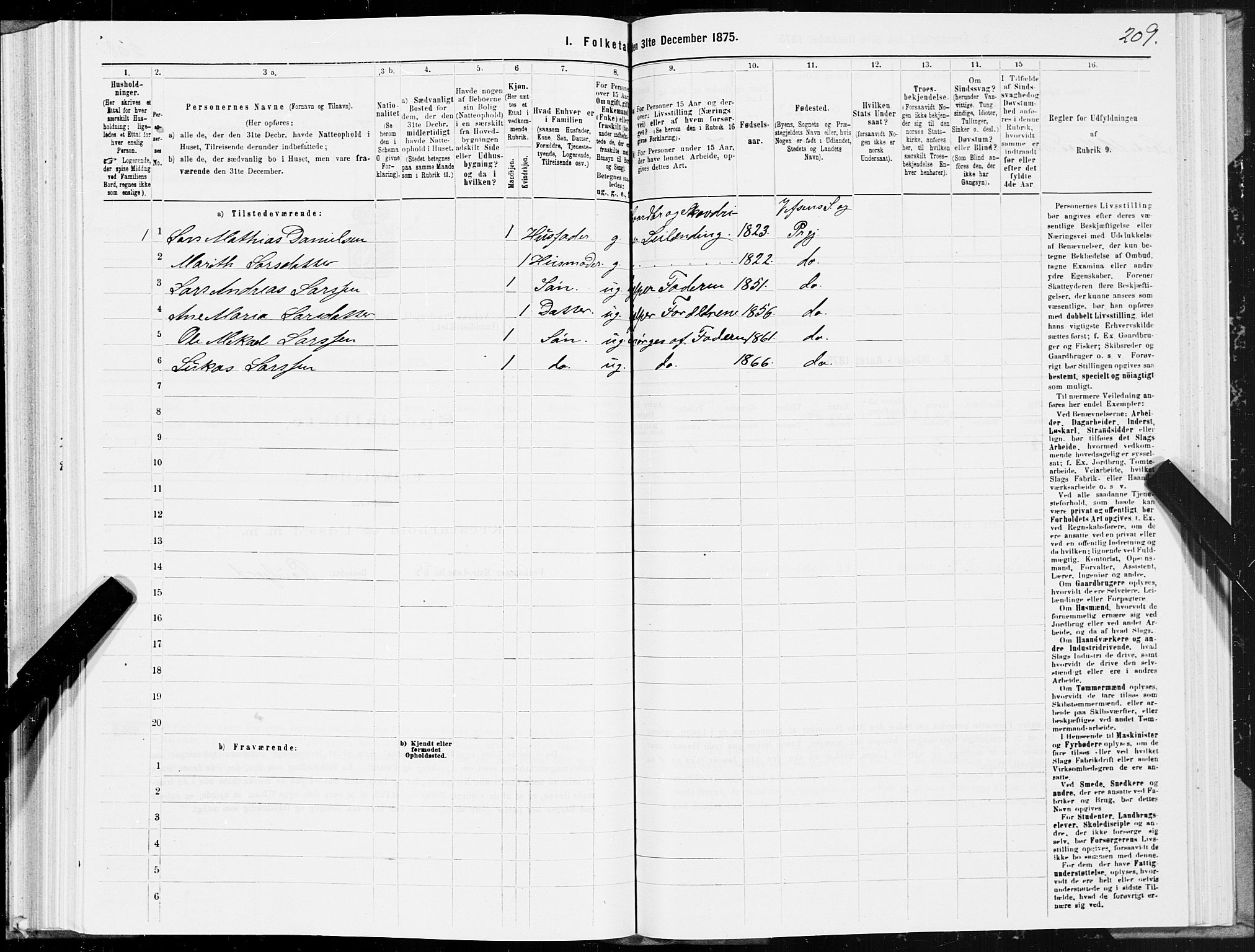 SAT, Folketelling 1875 for 1824L Vefsn prestegjeld, Vefsn sokn, 1875, s. 1209