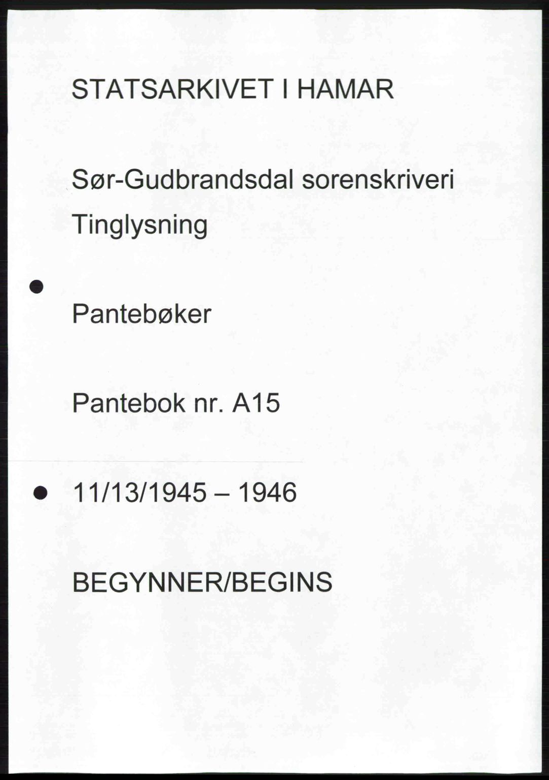 Sør-Gudbrandsdal tingrett, SAH/TING-004/H/Hb/Hbd/L0015: Pantebok nr. A15, 1945-1946