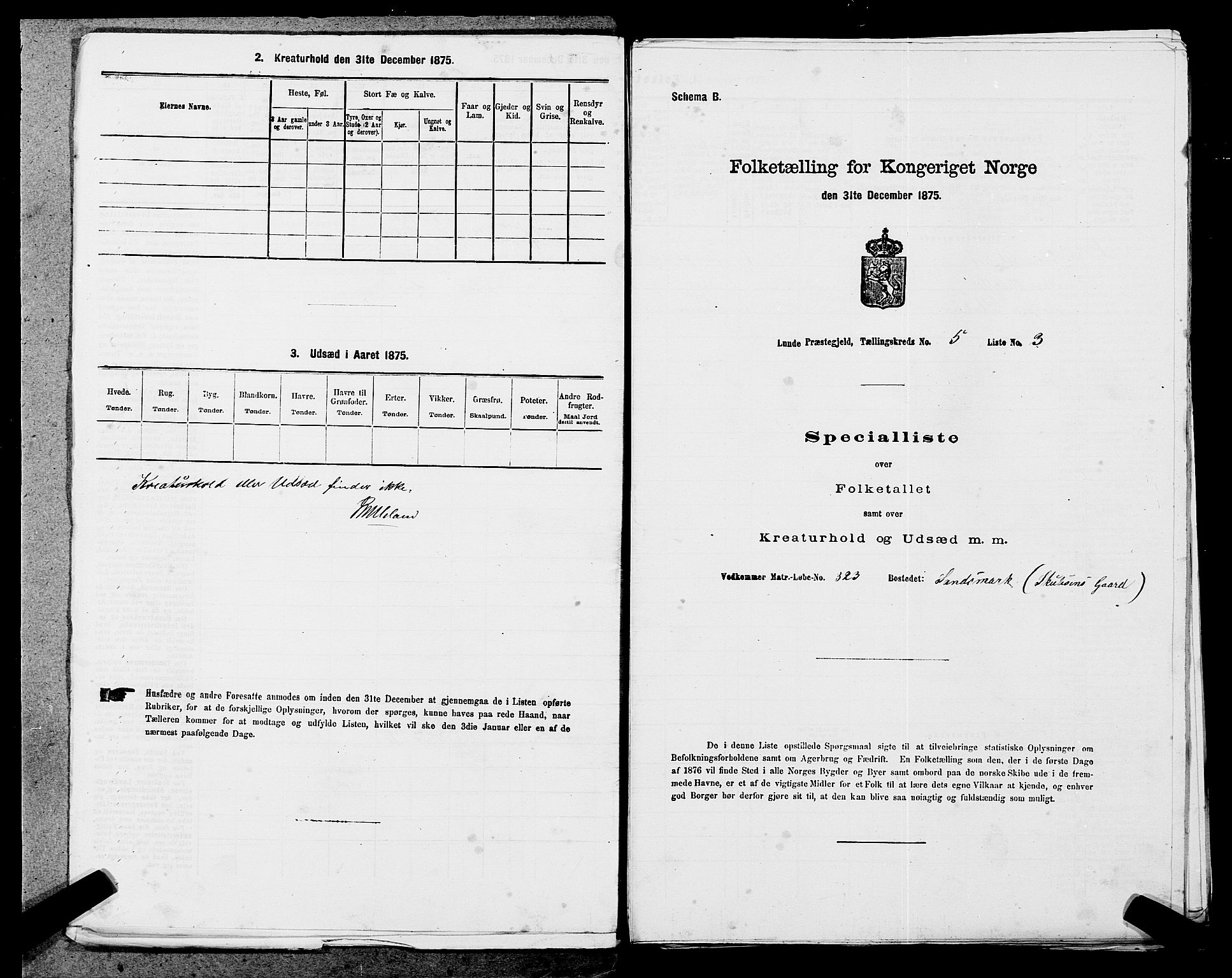 SAST, Folketelling 1875 for 1112P Lund prestegjeld, 1875, s. 841