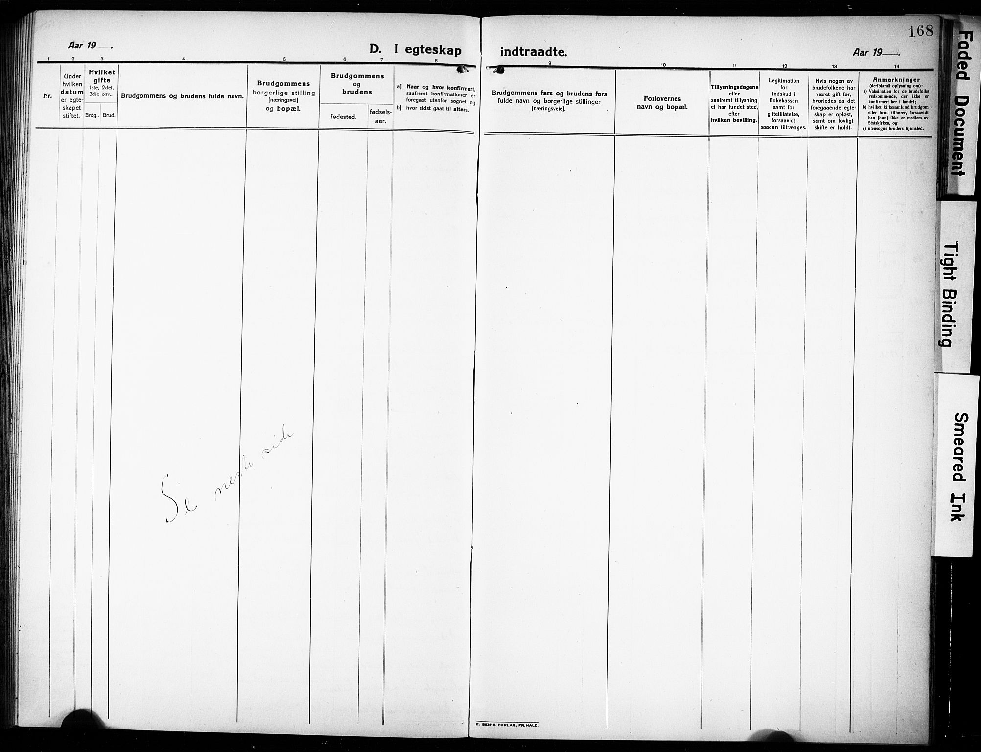 Rjukan kirkebøker, SAKO/A-294/G/Ga/L0003: Klokkerbok nr. 3, 1920-1928, s. 168