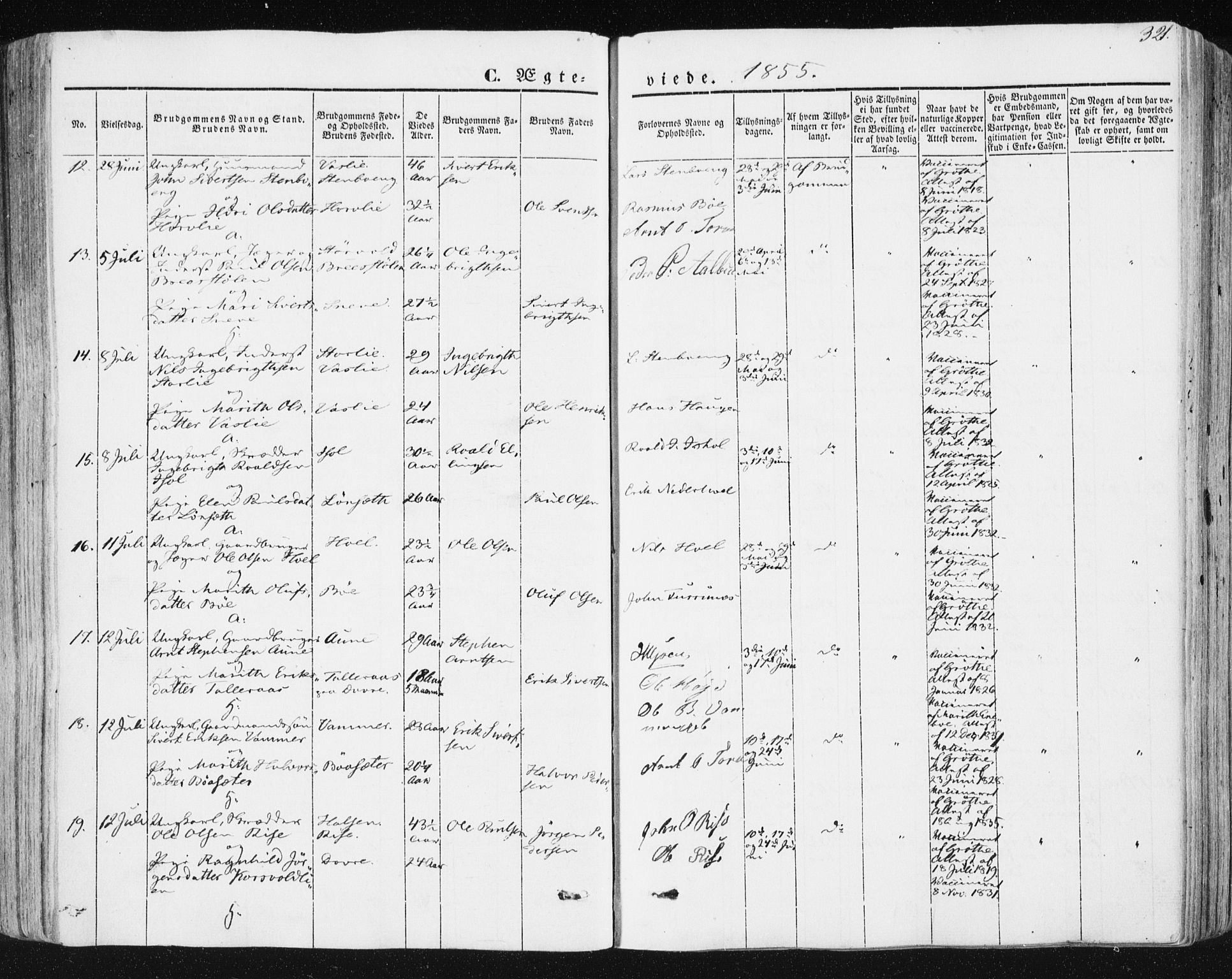 Ministerialprotokoller, klokkerbøker og fødselsregistre - Sør-Trøndelag, AV/SAT-A-1456/678/L0899: Ministerialbok nr. 678A08, 1848-1872, s. 321